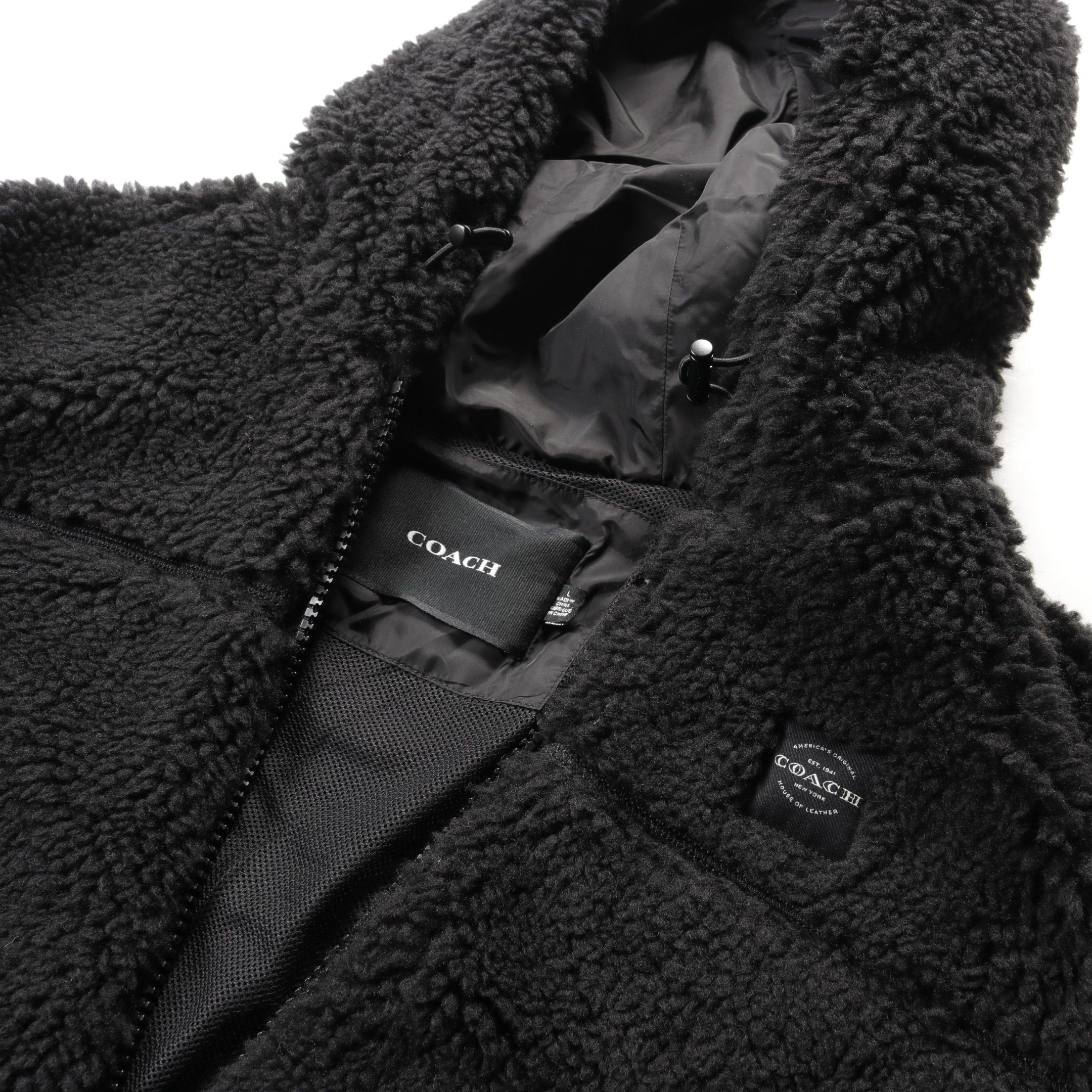 Coach Coach Sherpa Fake Fur Zip Hoodie Boa Fabric Jacket Black Size ONE SIZE - 5 Thumbnail