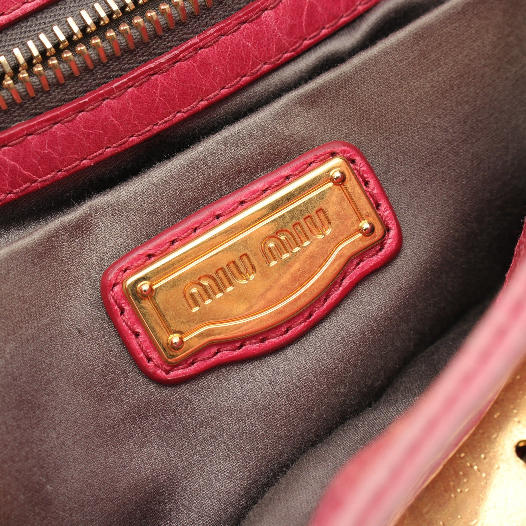 Miu Miu Miu Miu Vitello Lux Handbag Leather Pink Side Ribbon Size ONE SIZE - 4 Thumbnail