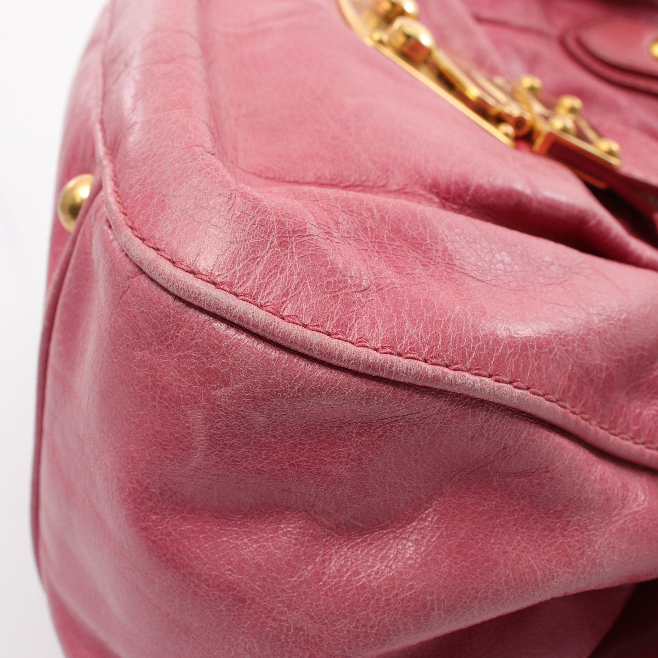 Miu Miu Miu Miu Vitello Lux Handbag Leather Pink Side Ribbon Size ONE SIZE - 6 Thumbnail