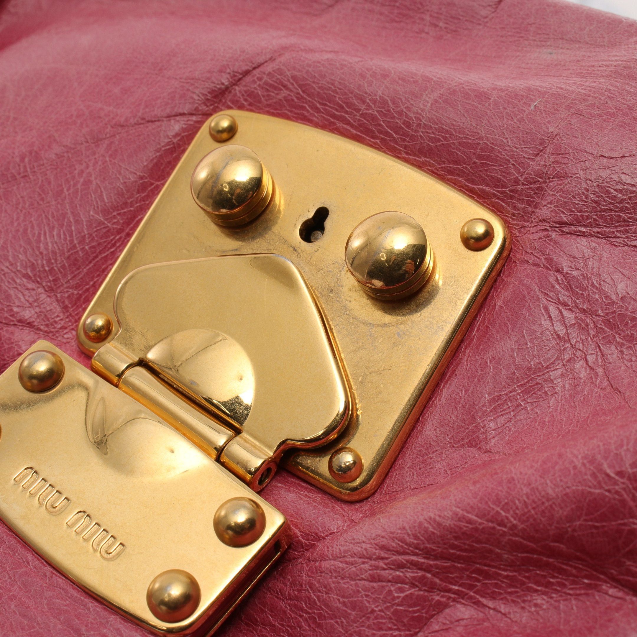 Miu Miu Miu Miu Vitello Lux Handbag Leather Pink Side Ribbon Size ONE SIZE - 7 Thumbnail