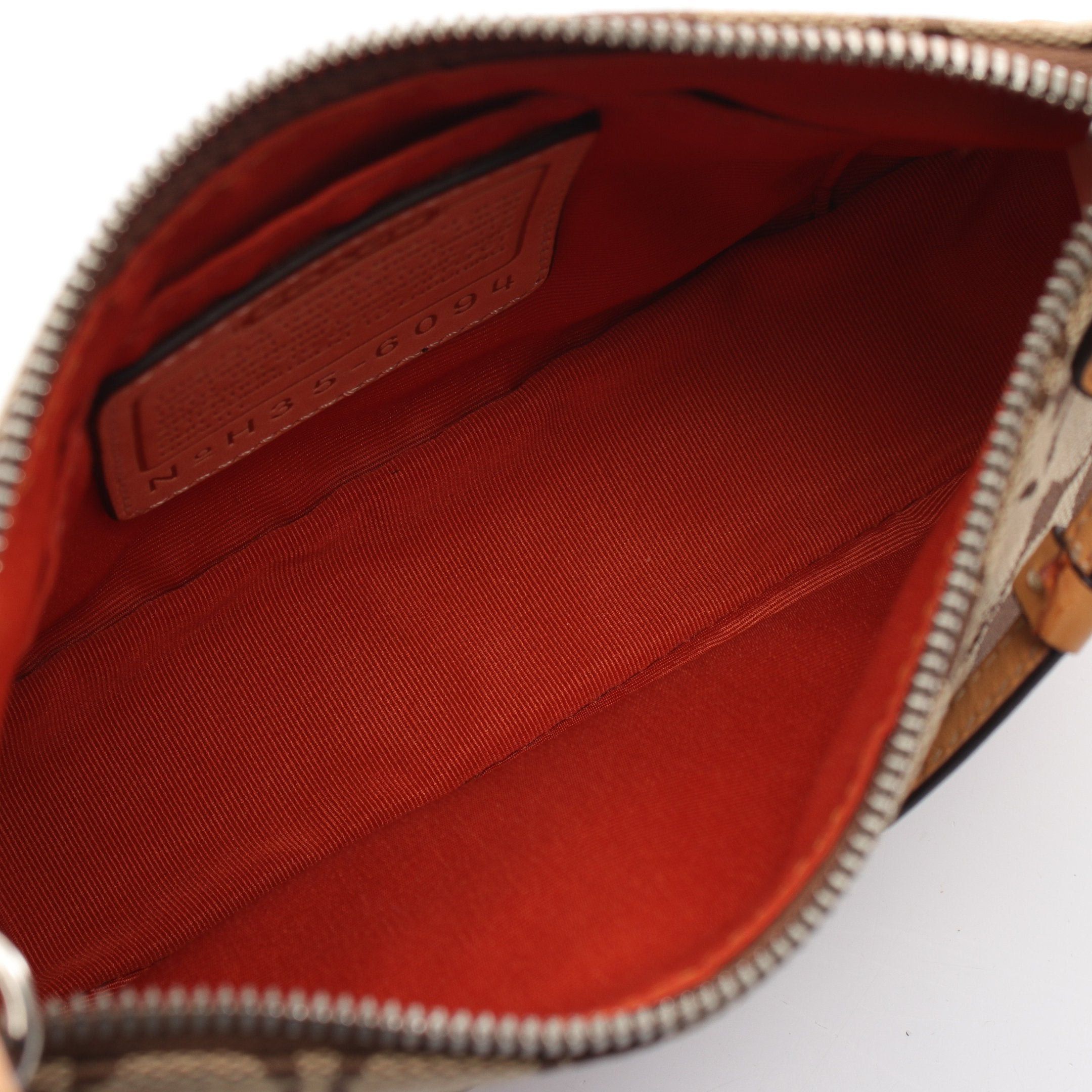 Coach Coach Signature Accessory Pouch Handbag Canvas Leather Beige Brown Size ONE SIZE - 3 Thumbnail