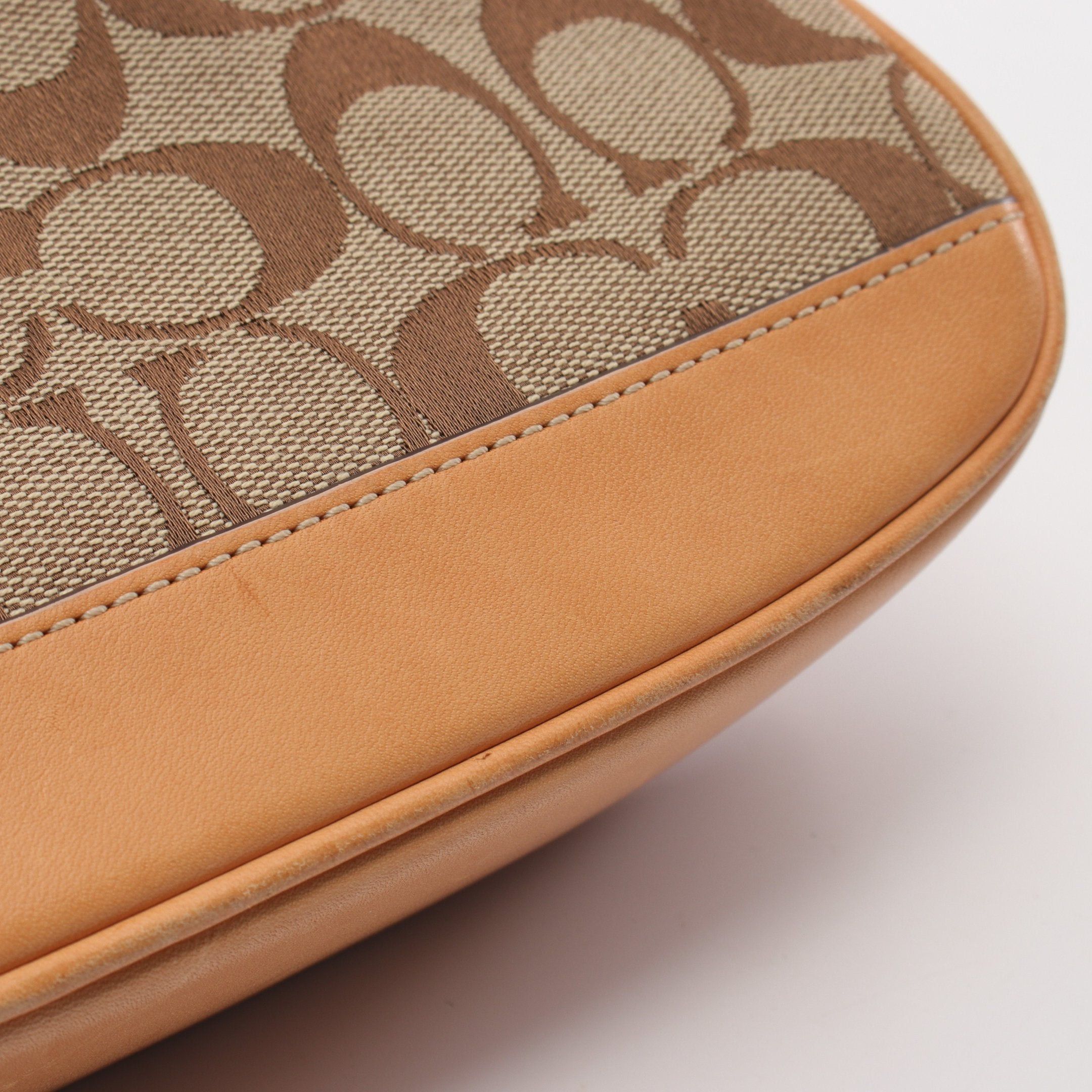 Coach Coach Signature Accessory Pouch Handbag Canvas Leather Beige Brown Size ONE SIZE - 9 Thumbnail