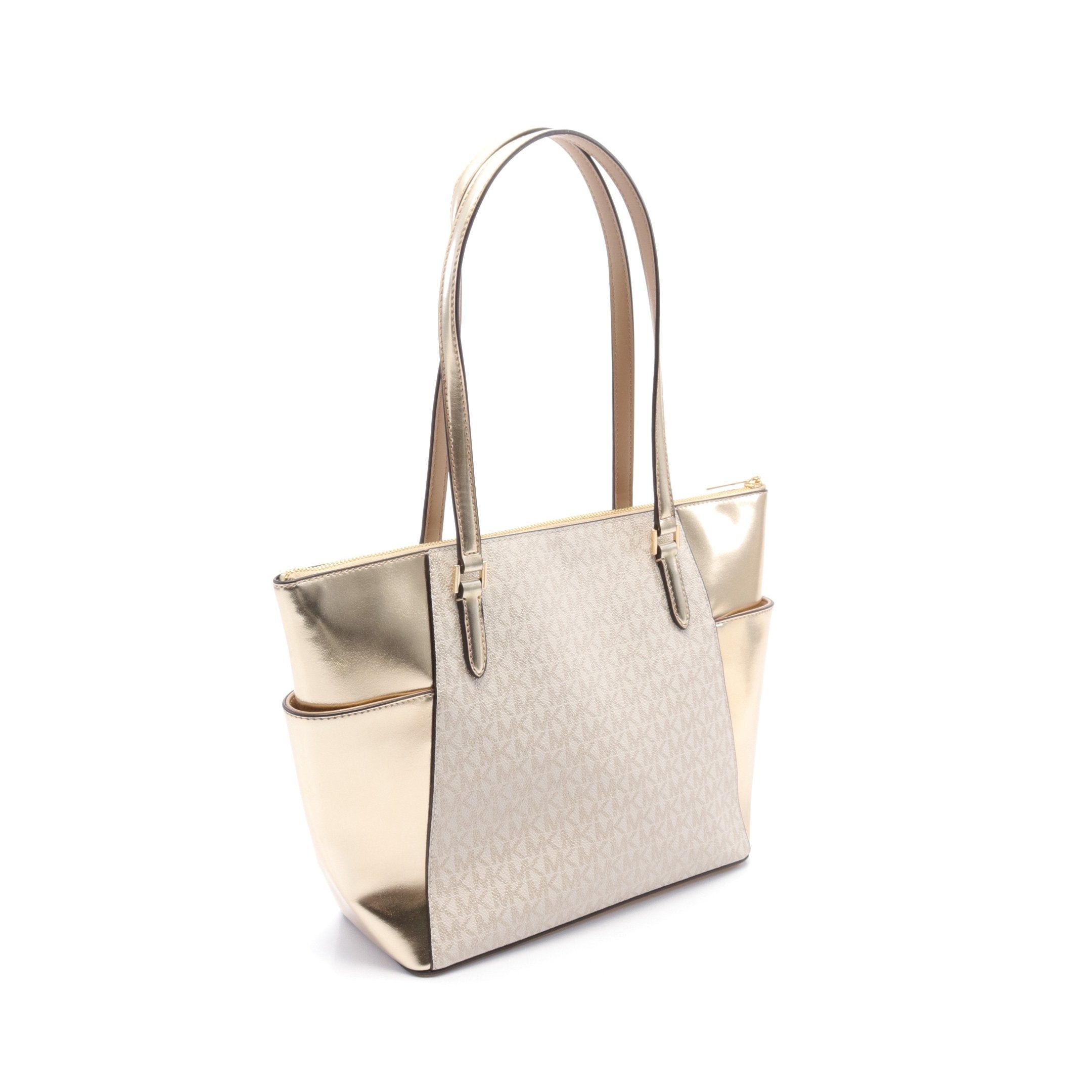 Michael Kors Michael Kors Charlotte Shoulder Bag Tote Leather White Gold Size ONE SIZE - 2 Thumbnail