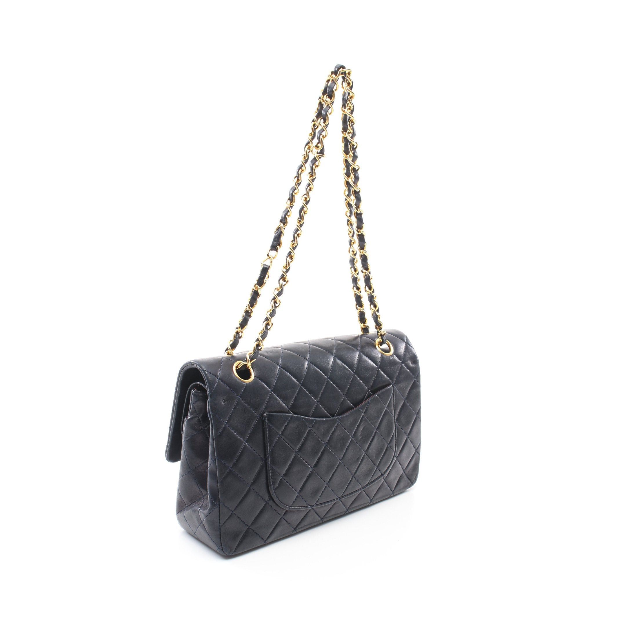 Chanel Chanel Matelasse Double Flap Chain Shoulder Bag Lambskin Navy Gold Hardware Size ONE SIZE - 2 Thumbnail