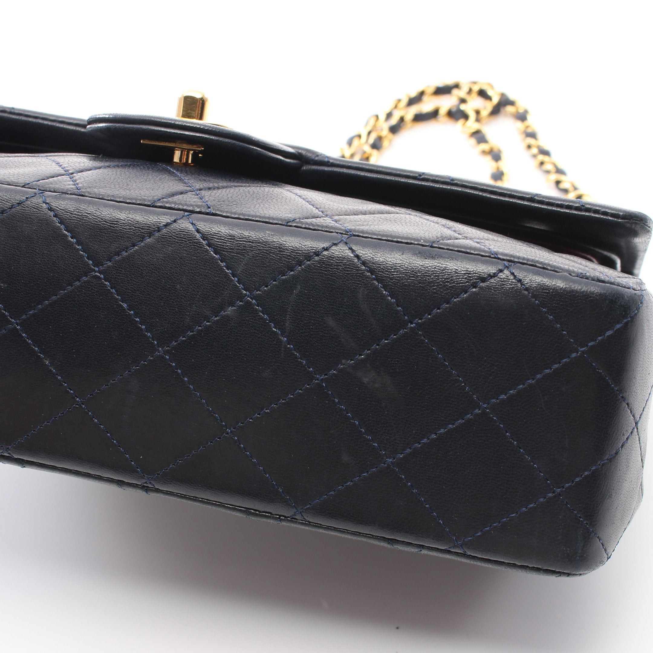 Chanel Chanel Matelasse Double Flap Chain Shoulder Bag Lambskin Navy Gold Hardware Size ONE SIZE - 8 Thumbnail