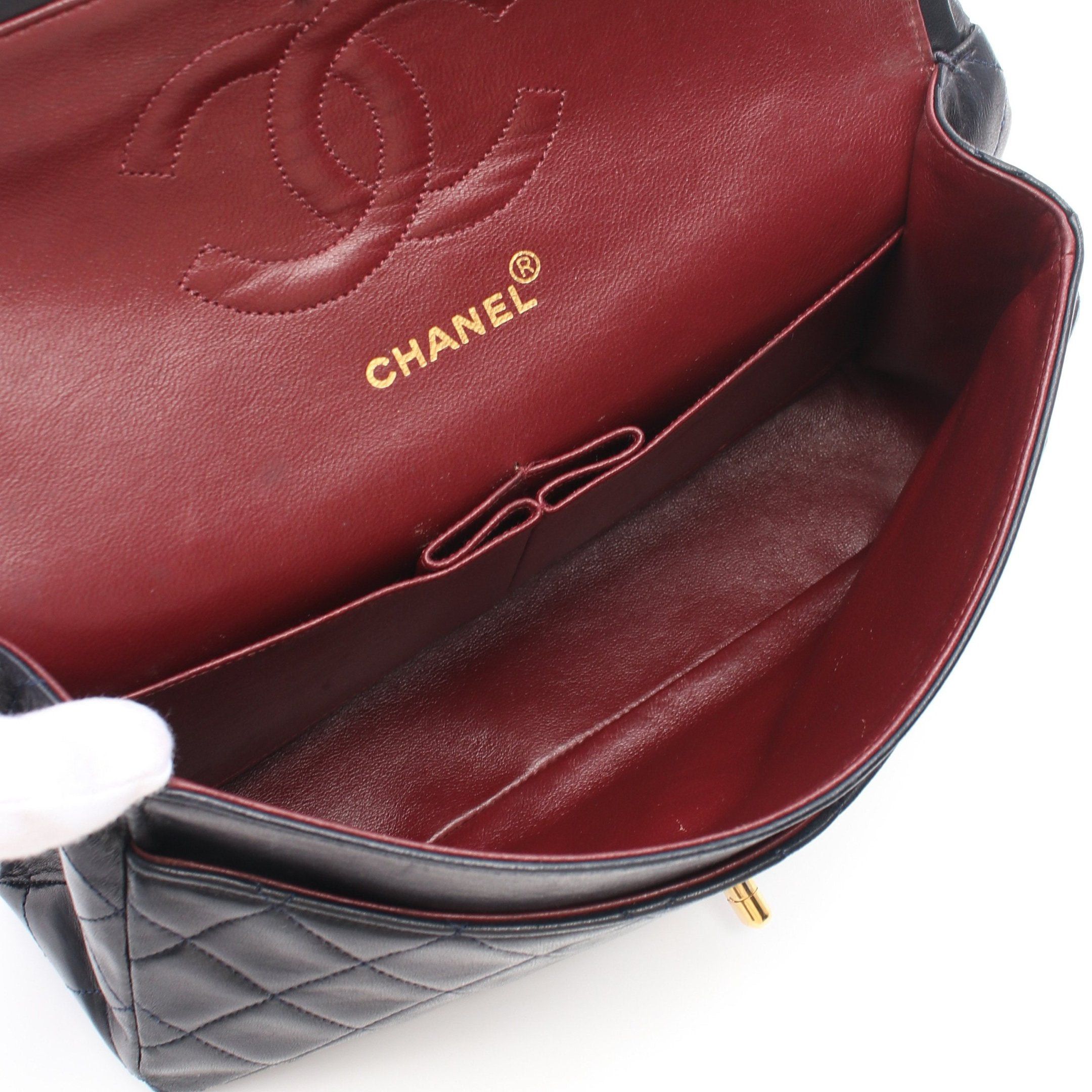 Chanel Chanel Matelasse Double Flap Chain Shoulder Bag Lambskin Navy Gold Hardware Size ONE SIZE - 3 Thumbnail
