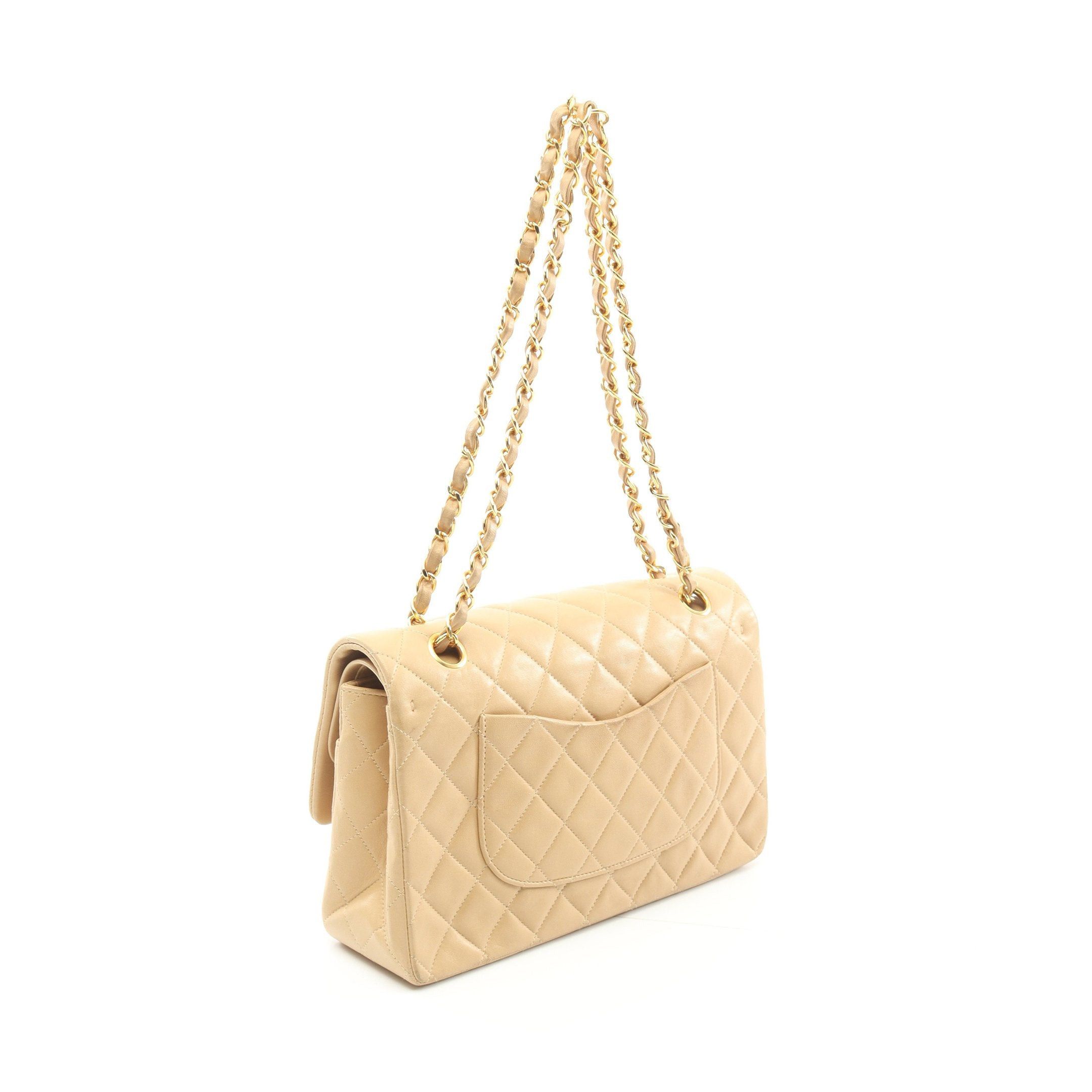 Chanel Chanel Matelasse Double Flap Chain Shoulder Bag Lambskin Beige Gold Hardware Size ONE SIZE - 2 Thumbnail