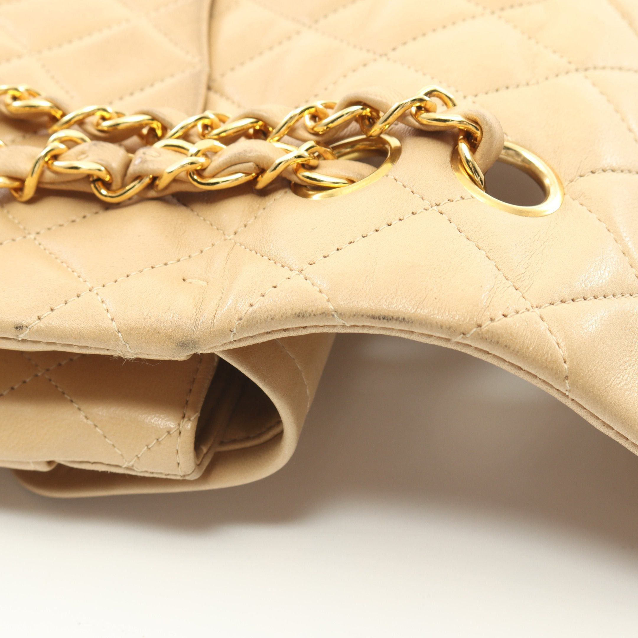 Chanel Chanel Matelasse Double Flap Chain Shoulder Bag Lambskin Beige Gold Hardware Size ONE SIZE - 8 Thumbnail