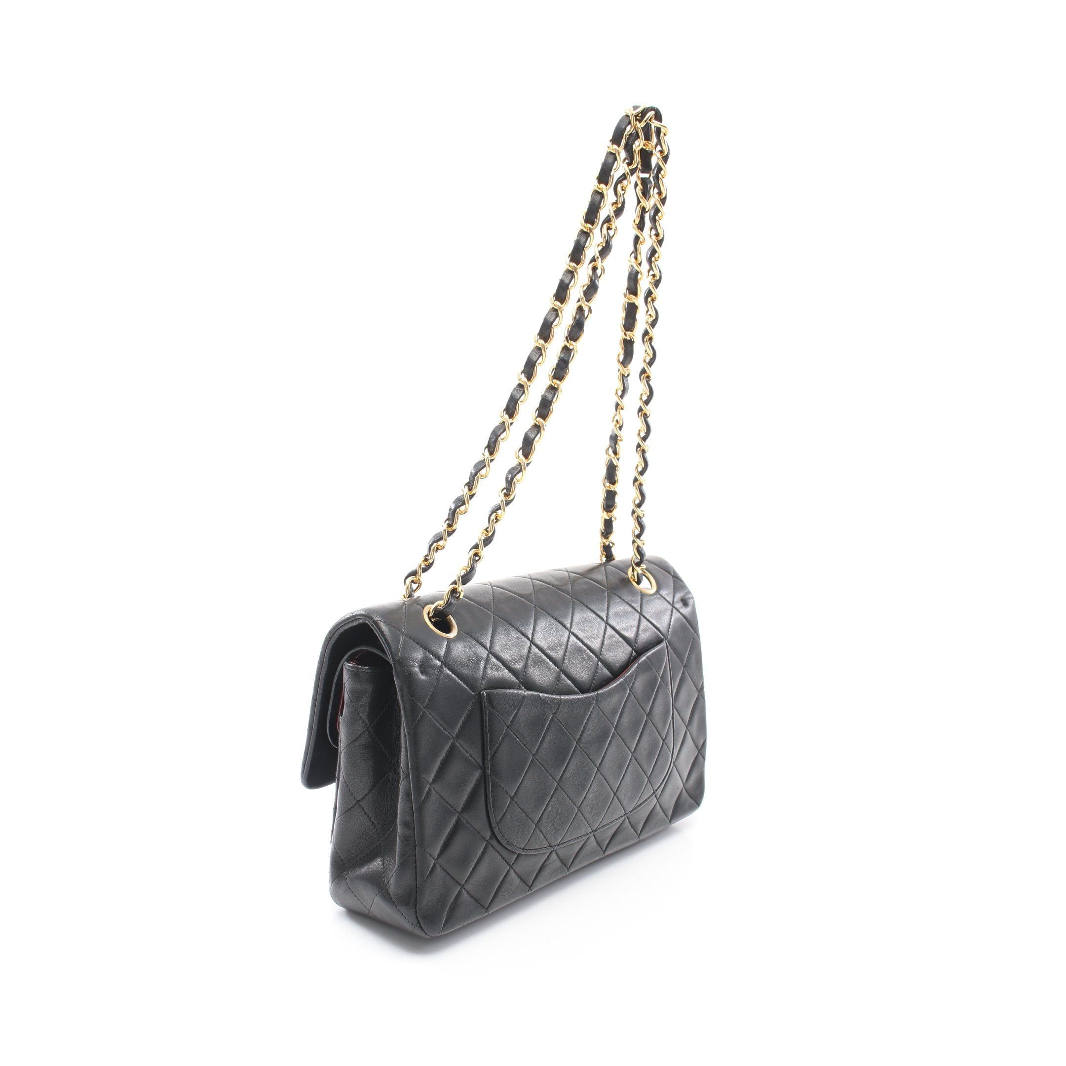 Chanel Chanel Matelasse Double Flap Chain Shoulder Bag Lambskin Black Gold Hardware Size ONE SIZE - 2 Thumbnail