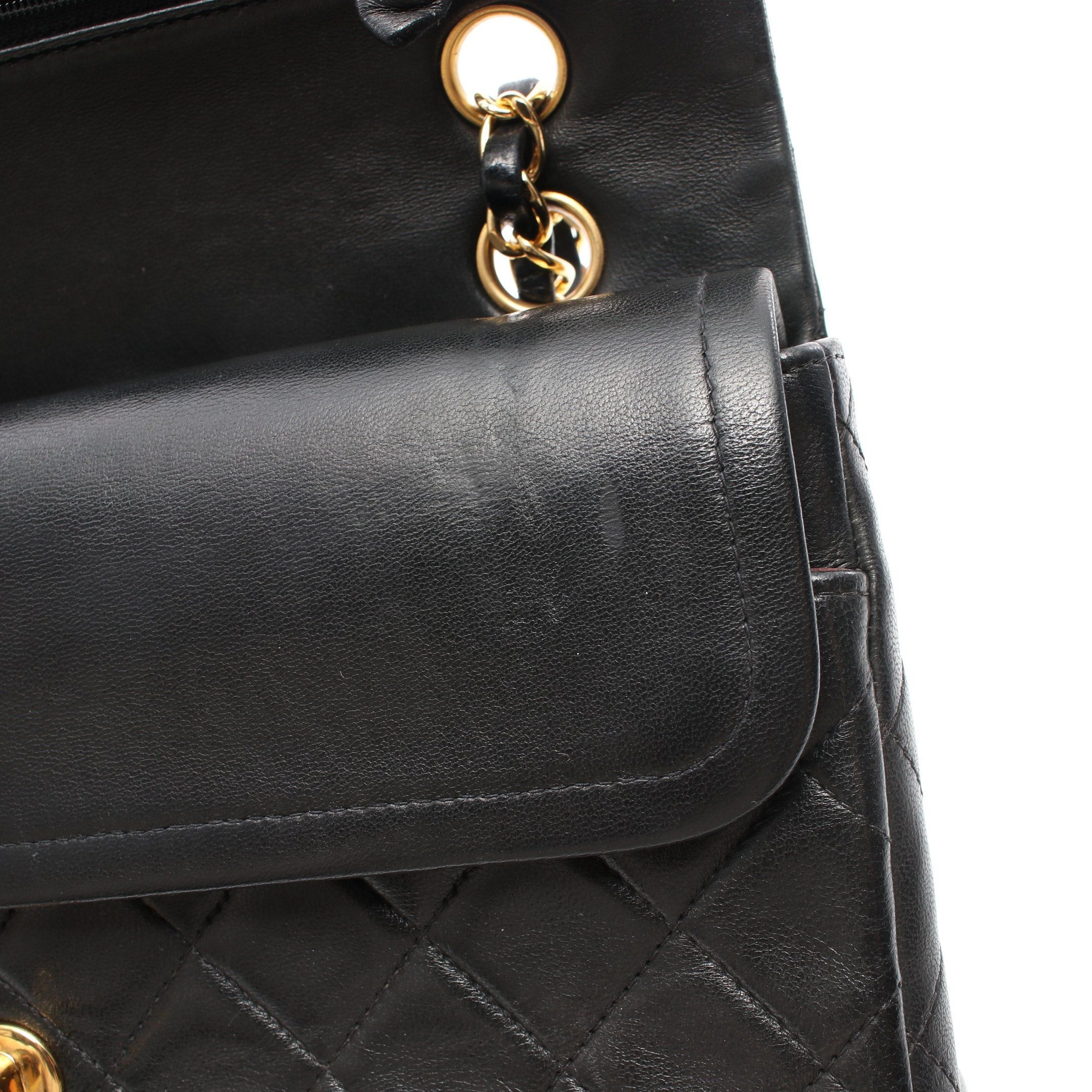 Chanel Chanel Matelasse Double Flap Chain Shoulder Bag Lambskin Black Gold Hardware Size ONE SIZE - 11 Thumbnail