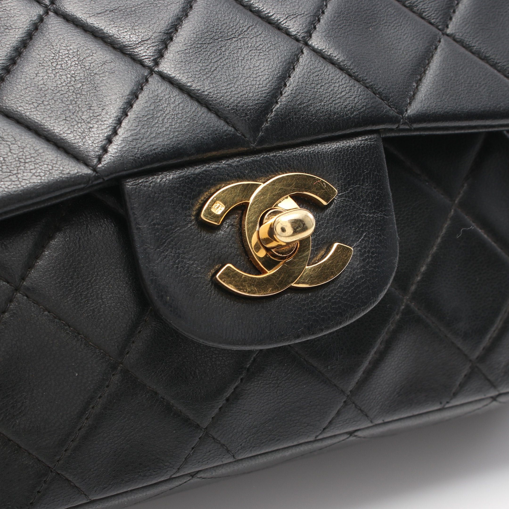 Chanel Chanel Matelasse Double Flap Chain Shoulder Bag Lambskin Black Gold Hardware Size ONE SIZE - 6 Thumbnail