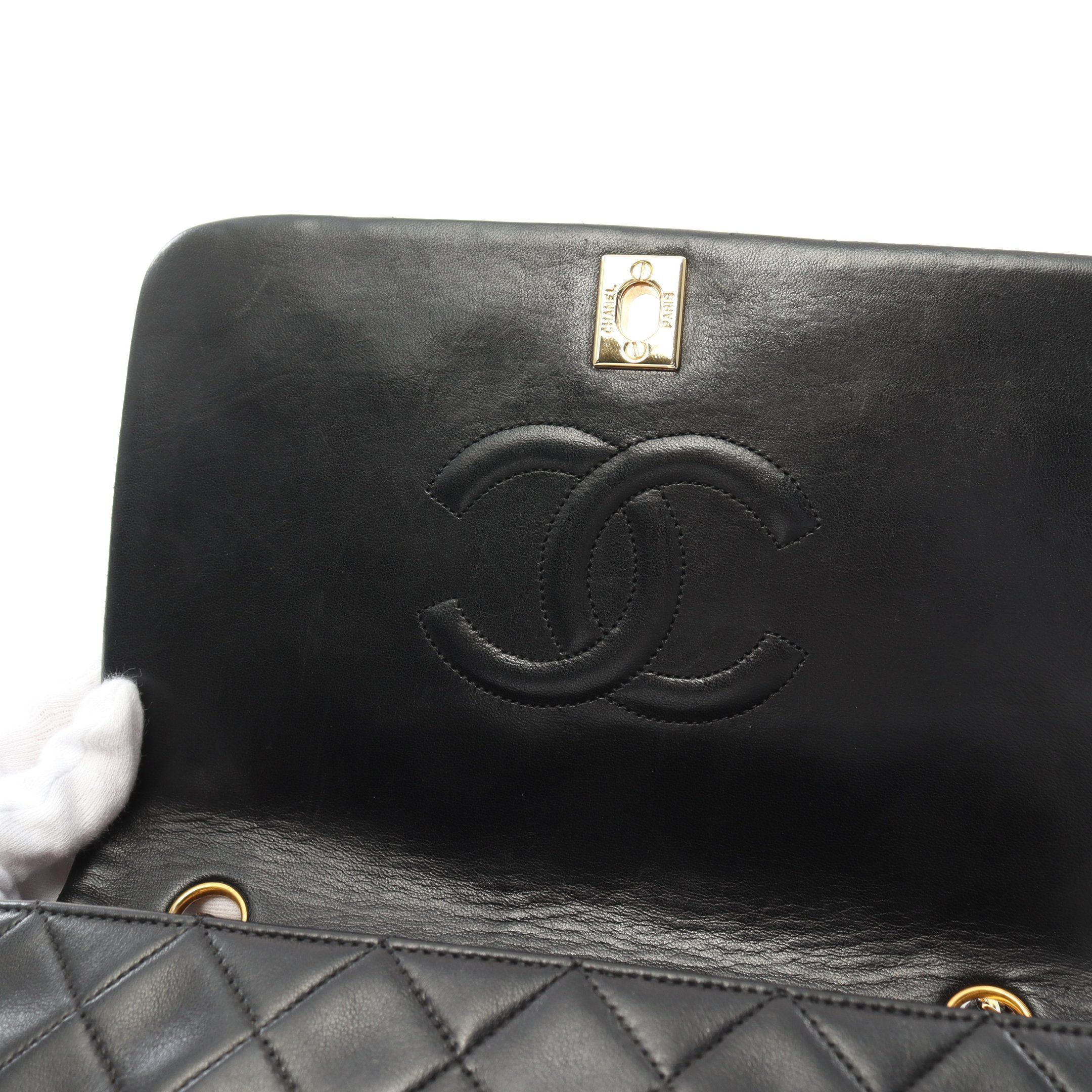 Chanel Chanel Full Flap Matelasse Chain Shoulder Bag Lambskin Black Gold Hardware Size ONE SIZE - 7 Thumbnail