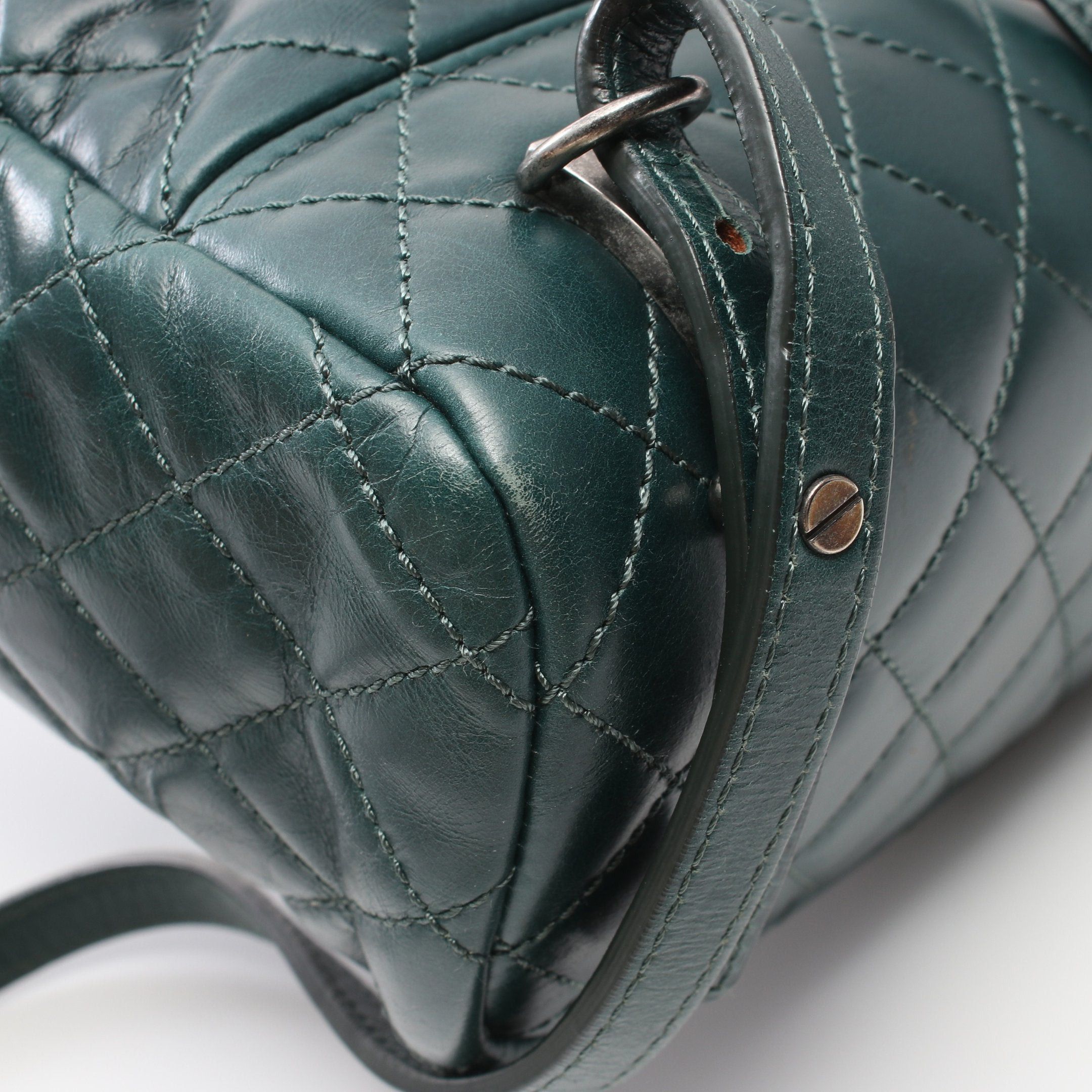 Chanel Chanel Matelasse Backpack Rucksack Calfskin Dark Green Antique Silver Hardware Size ONE SIZE - 7 Thumbnail