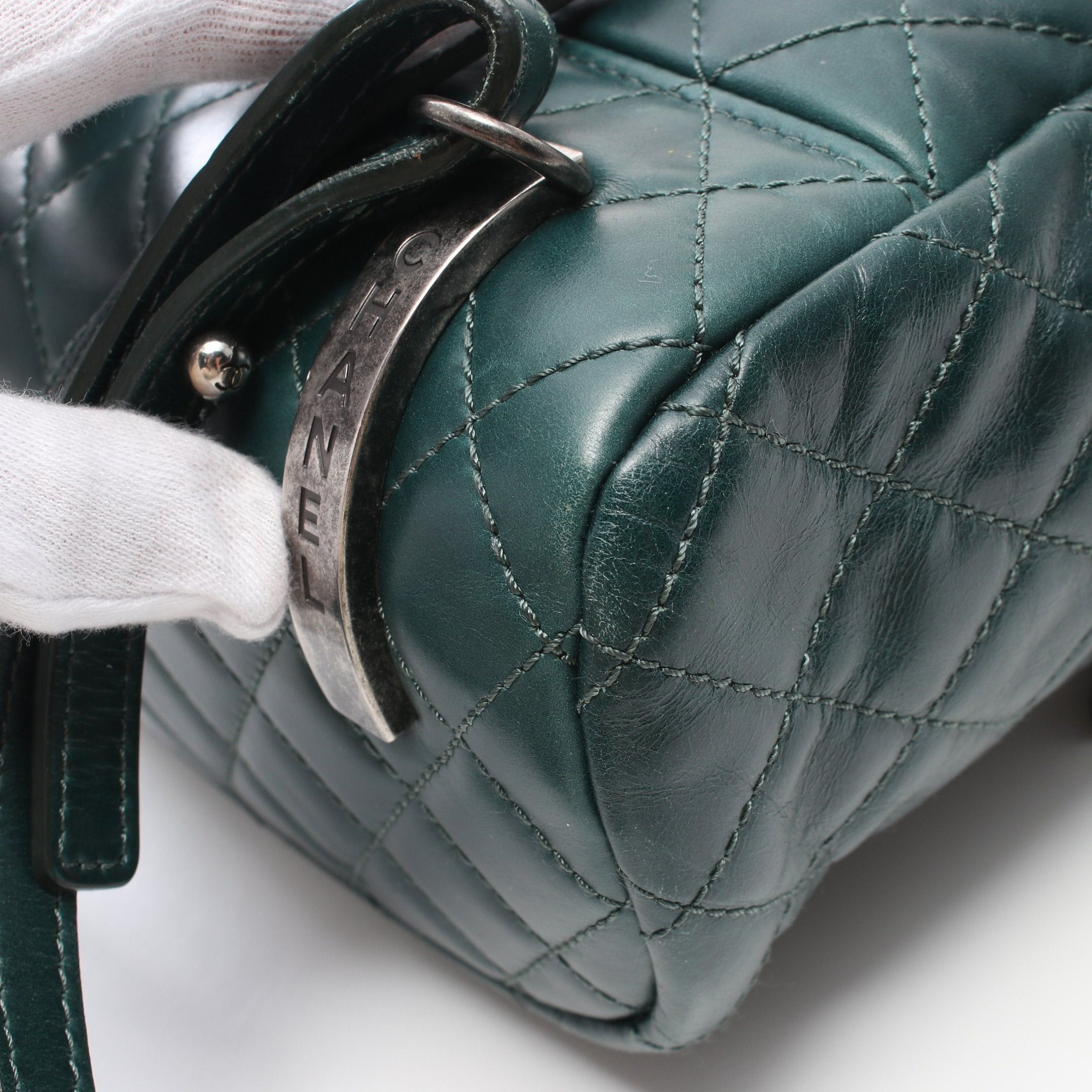 Chanel Chanel Matelasse Backpack Rucksack Calfskin Dark Green Antique Silver Hardware Size ONE SIZE - 8 Thumbnail