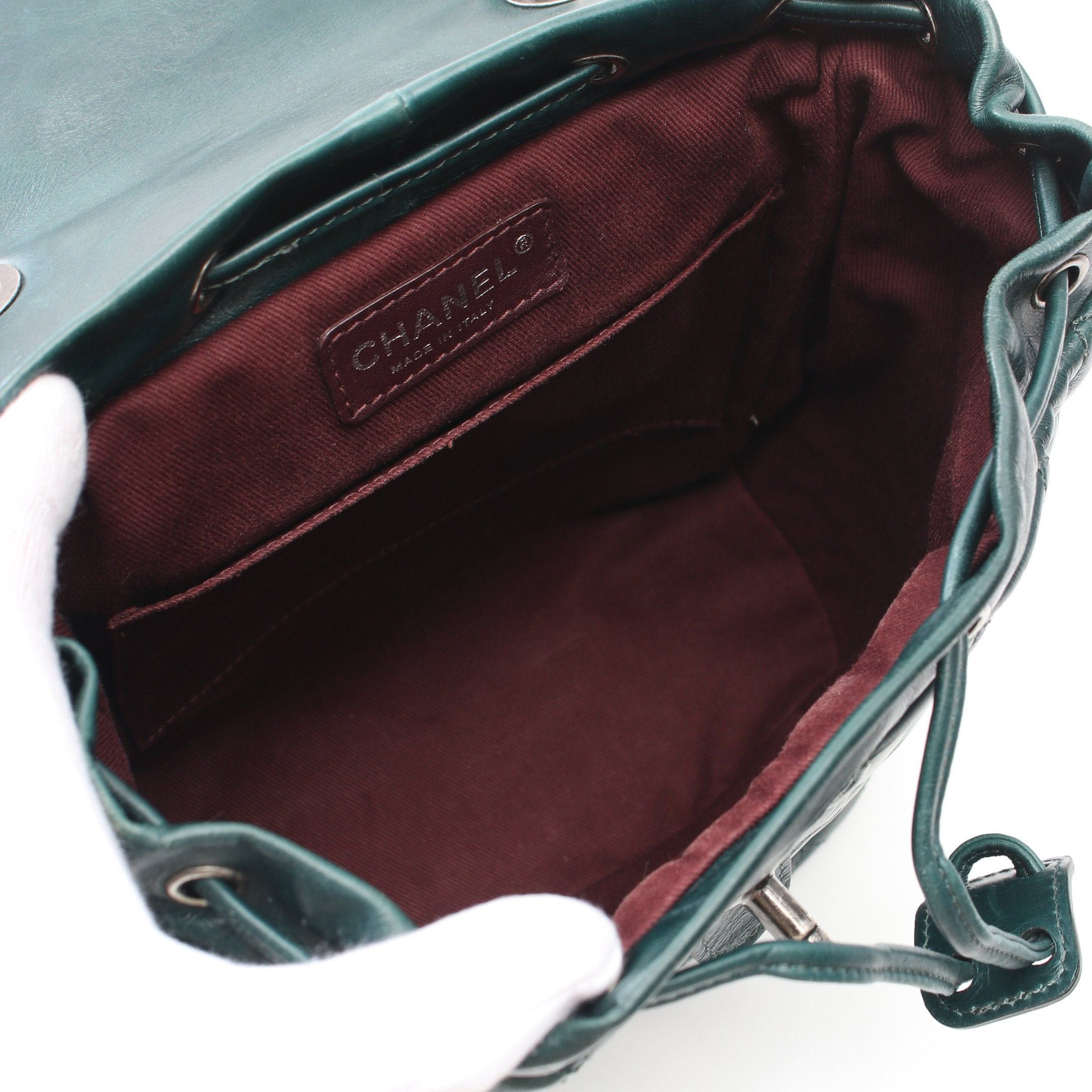 Chanel Chanel Matelasse Backpack Rucksack Calfskin Dark Green Antique Silver Hardware Size ONE SIZE - 3 Thumbnail