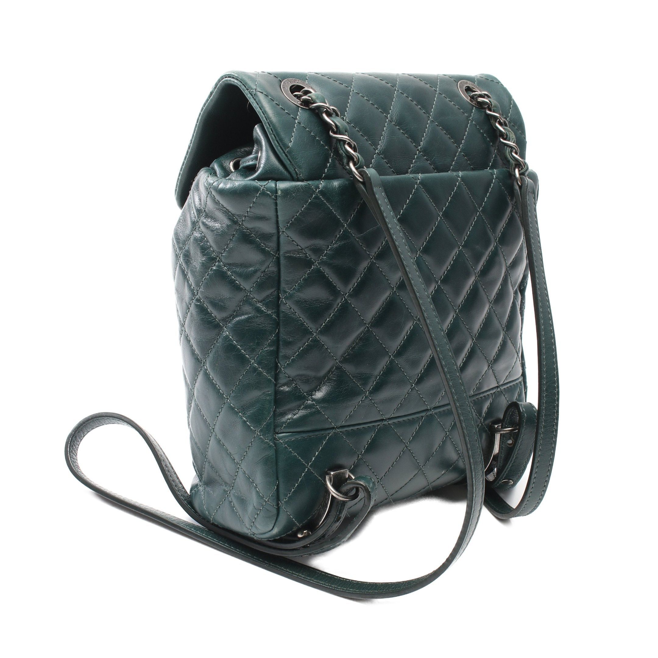 Chanel Chanel Matelasse Backpack Rucksack Calfskin Dark Green Antique Silver Hardware Size ONE SIZE - 2 Thumbnail