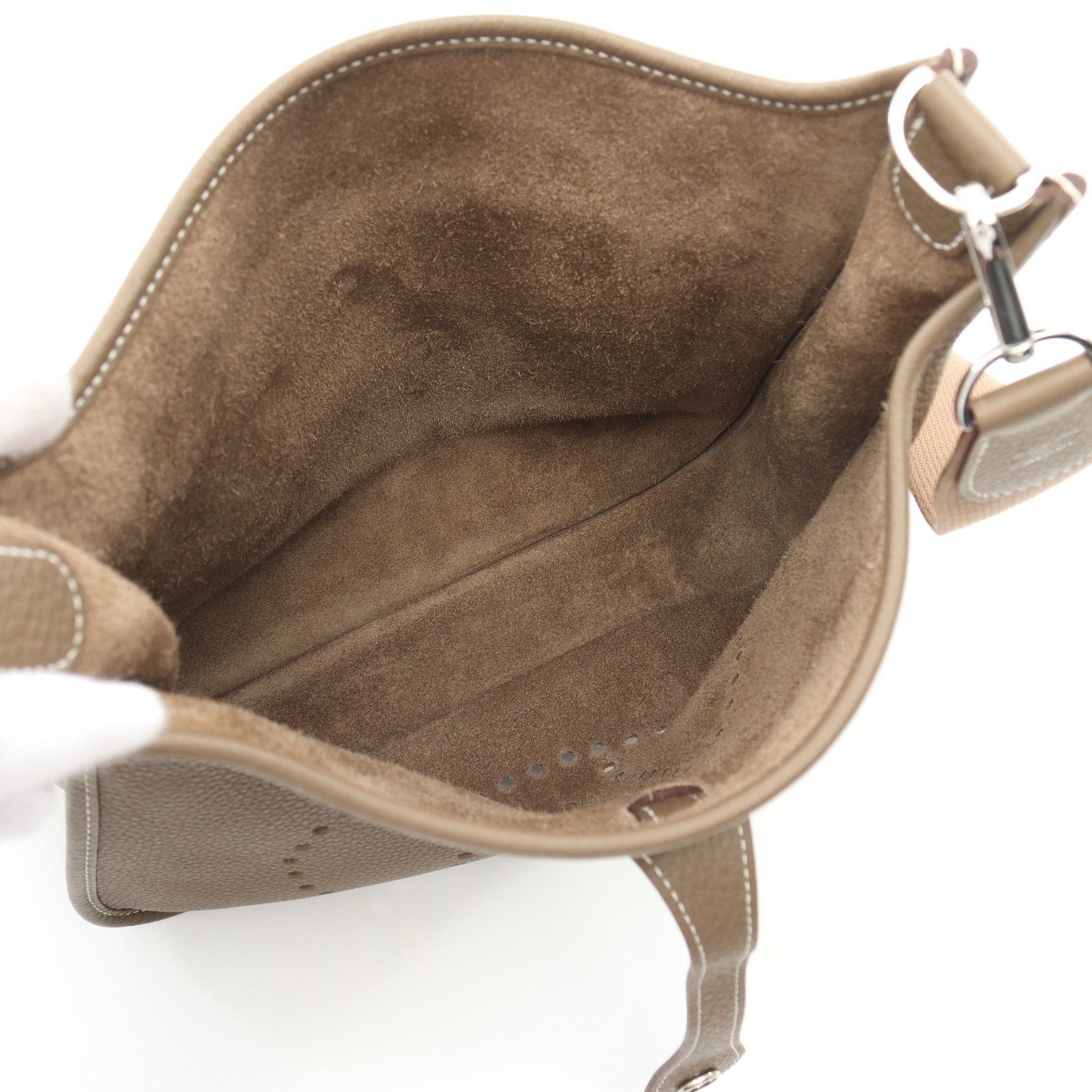 Hermes Hermes Evelyn 3 Troyes Pm Etoupe Shoulder Bag Clemence Leather Gray Brown Silver Hardware Z Stamp Size ONE SIZE - 3 Thumbnail