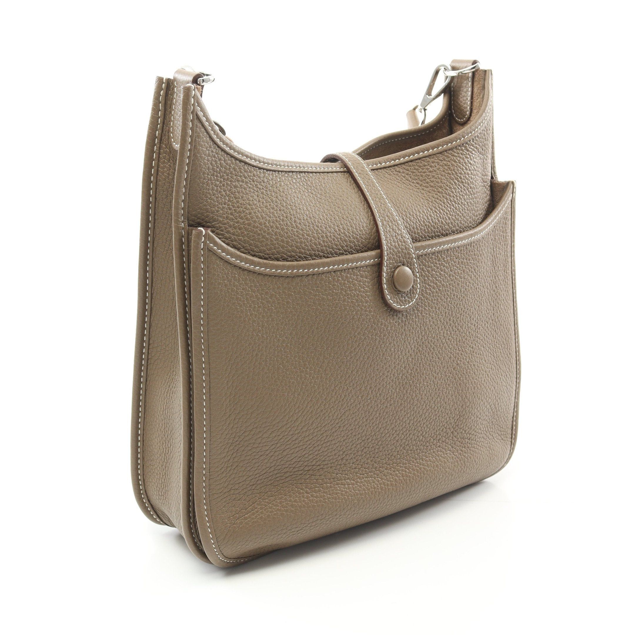 Hermes Hermes Evelyn 3 Troyes Pm Etoupe Shoulder Bag Clemence Leather Gray Brown Silver Hardware Z Stamp Size ONE SIZE - 2 Thumbnail