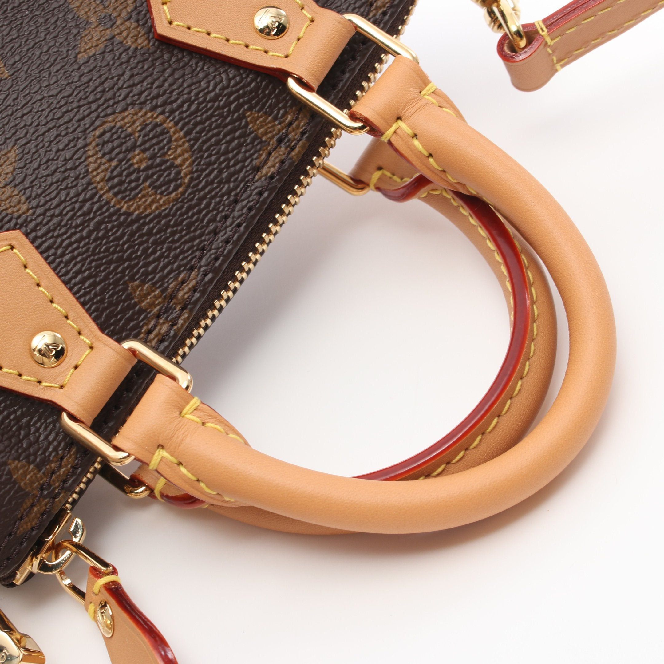 Louis Vuitton Louis Vuitton Nano Speedy Monogram Handbag Leather Brown Size ONE SIZE - 7 Thumbnail
