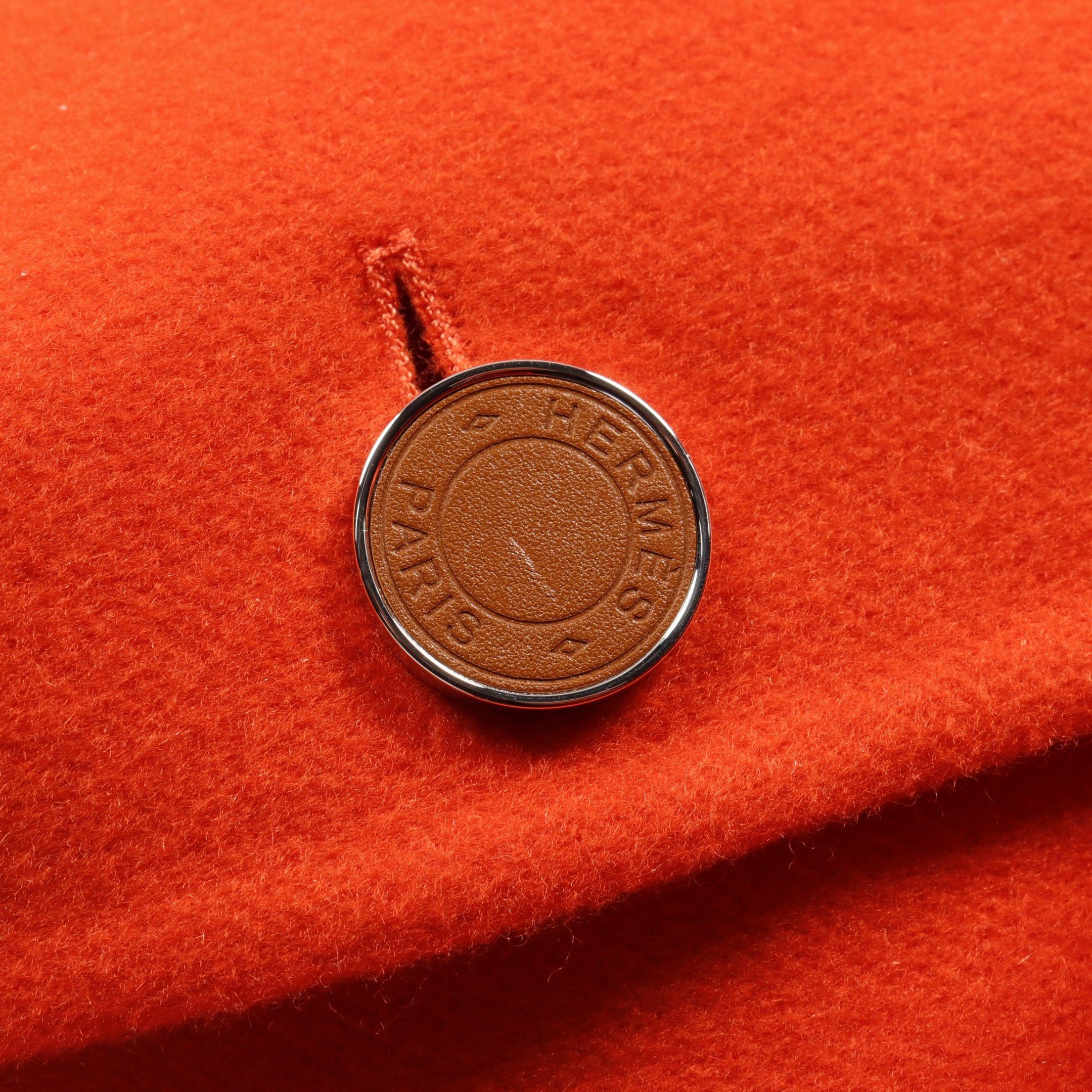Hermes Hermes Serie Button Double Face Coat Cashmere Orange Size ONE SIZE - 7 Thumbnail