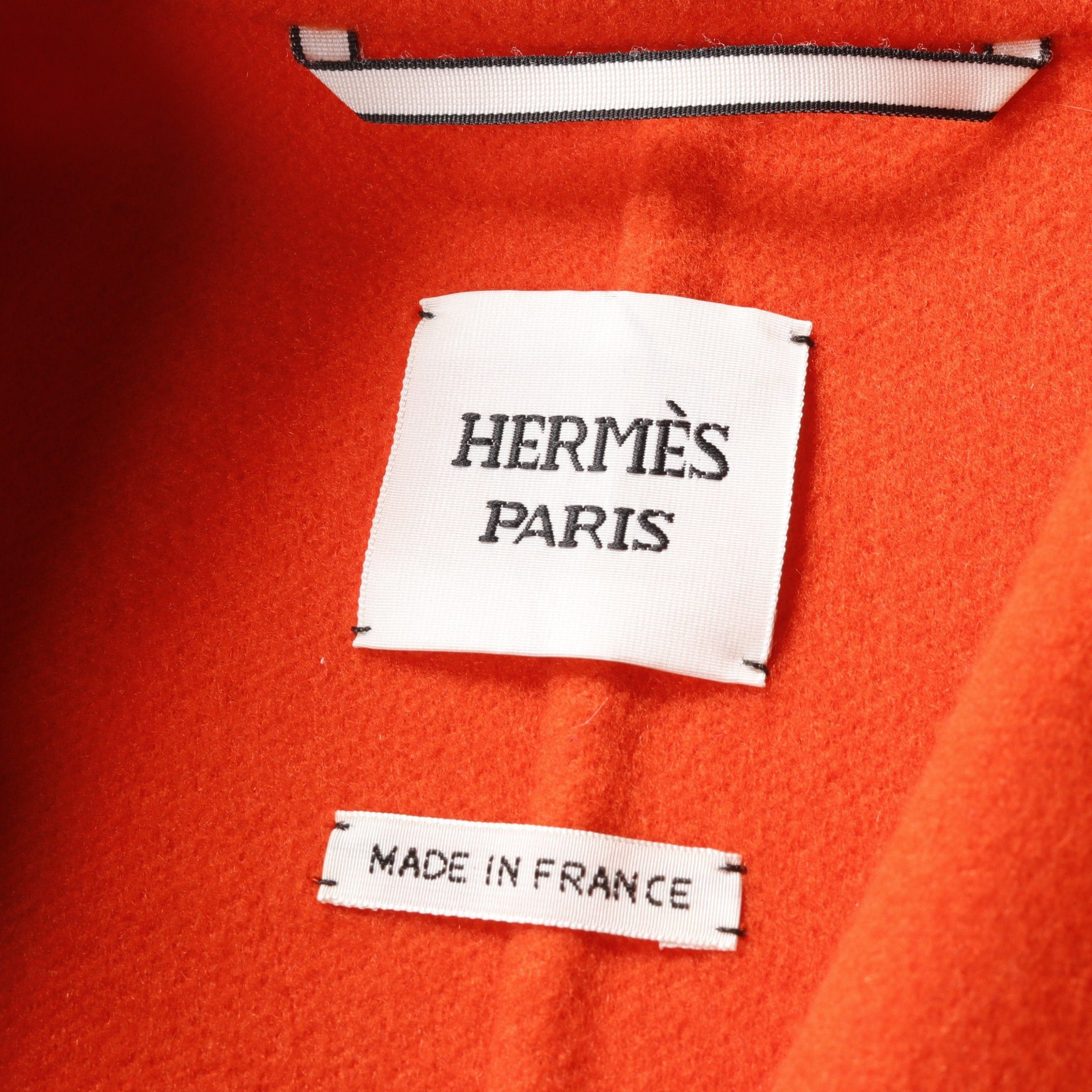 Hermes Hermes Serie Button Double Face Coat Cashmere Orange Size ONE SIZE - 3 Thumbnail
