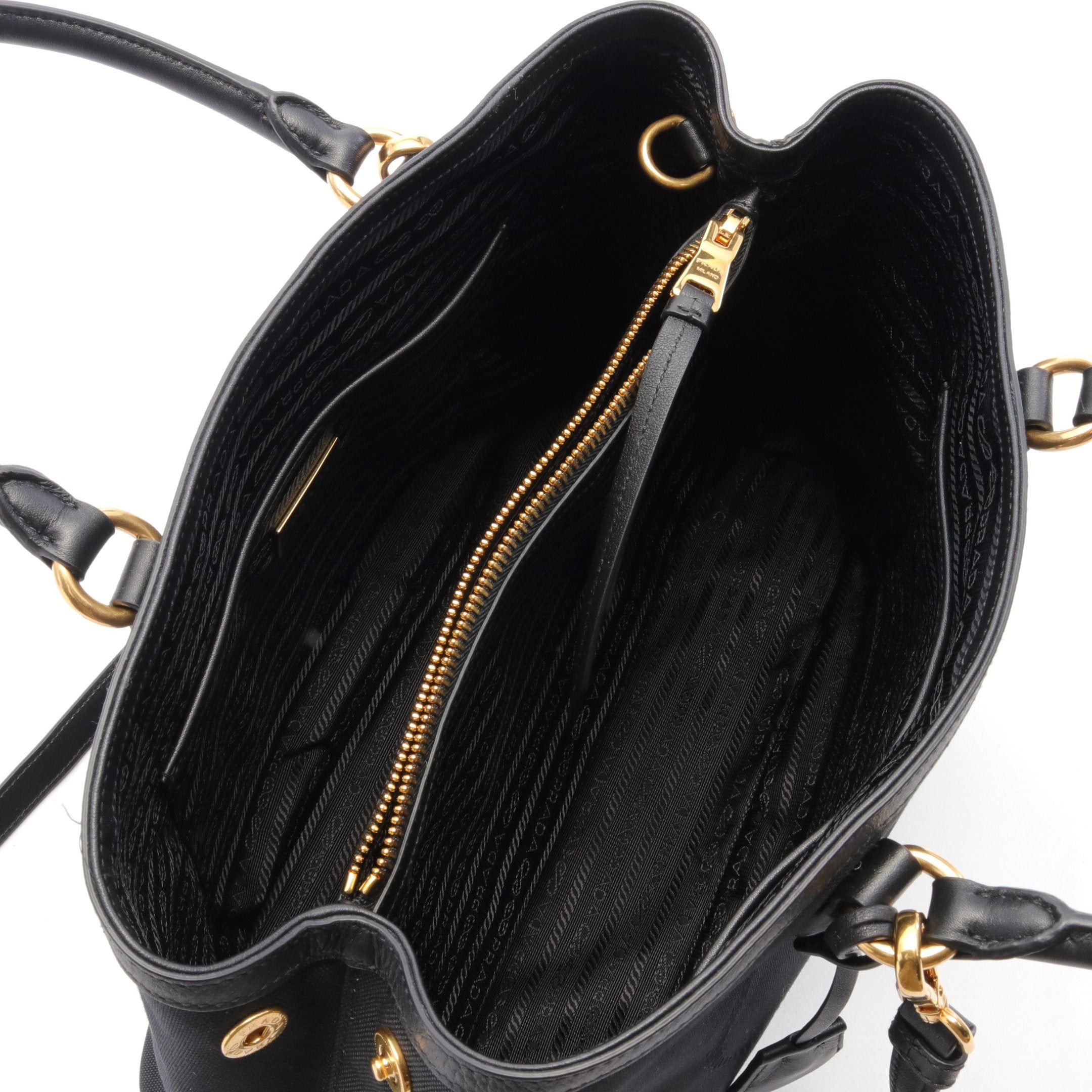 Prada Prada Handbag Canvas Leather Black Size ONE SIZE - 3 Thumbnail