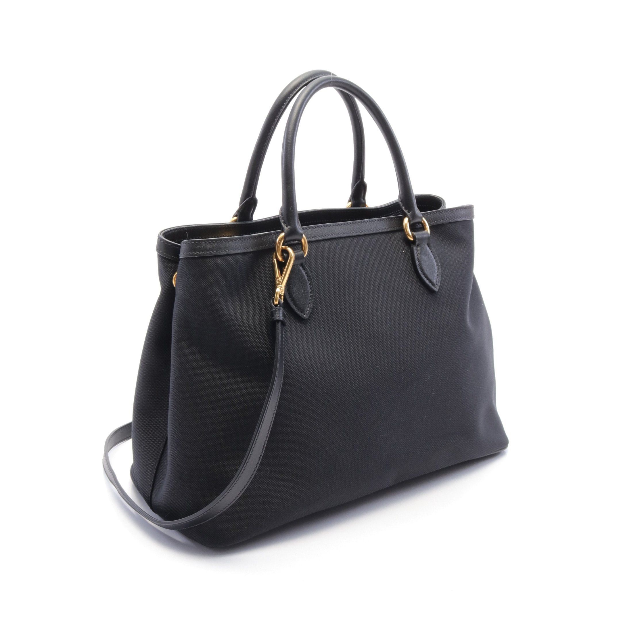 Prada Prada Handbag Canvas Leather Black Size ONE SIZE - 2 Thumbnail
