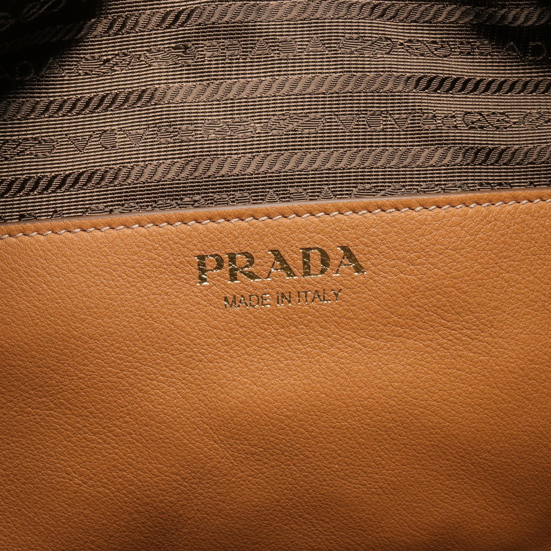 Prada Prada Soft Grain One Shoulder Bag Leather Light Brown Size ONE SIZE - 4 Thumbnail