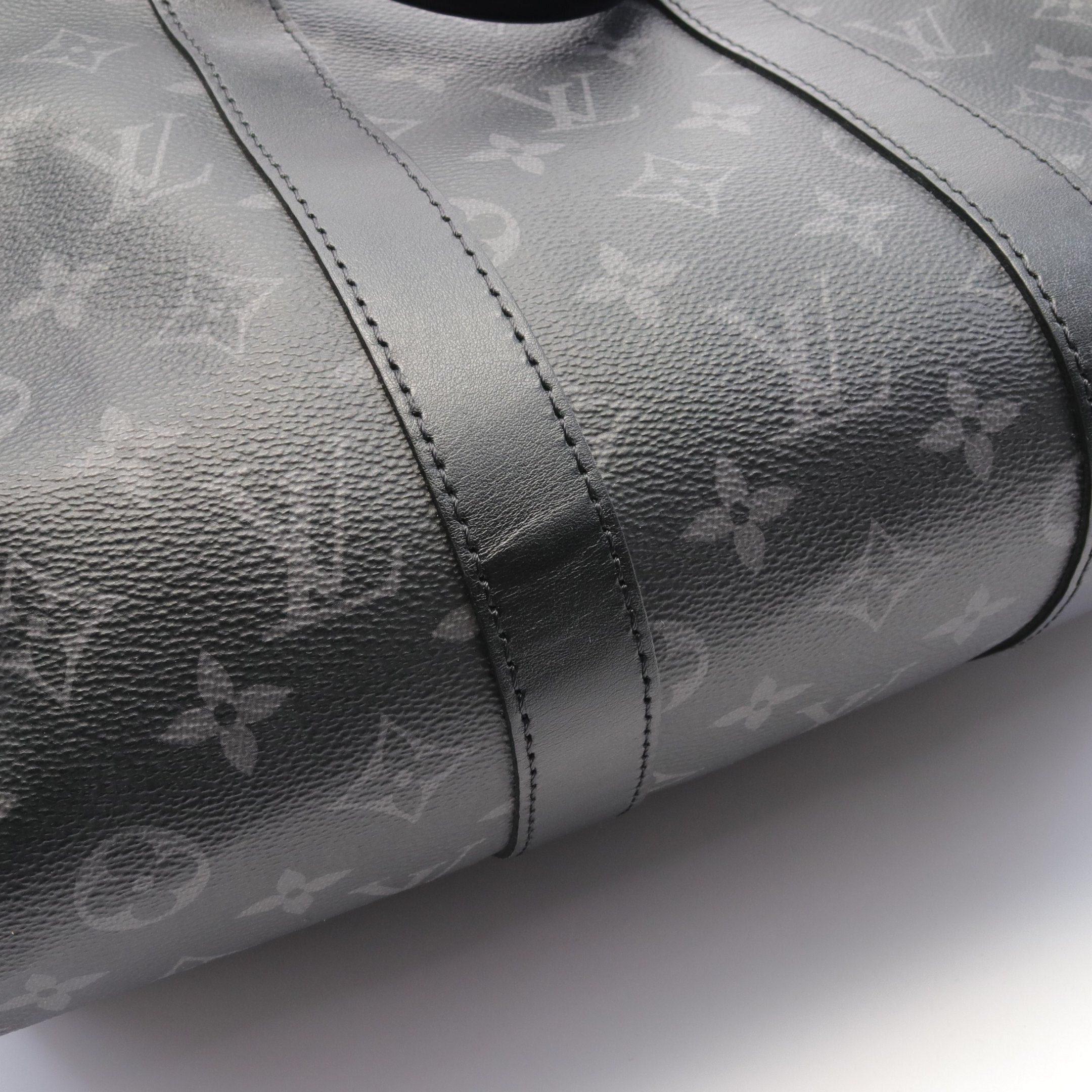 Louis Vuitton Louis Vuitton Keepall 35 Monogram Eclipse Handbag Leather Black Size ONE SIZE - 6 Thumbnail