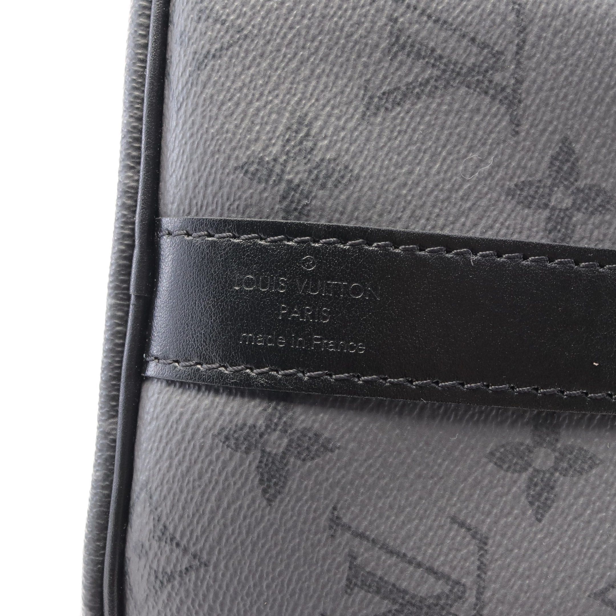 Louis Vuitton Louis Vuitton Keepall 35 Monogram Eclipse Handbag Leather Black Size ONE SIZE - 4 Thumbnail