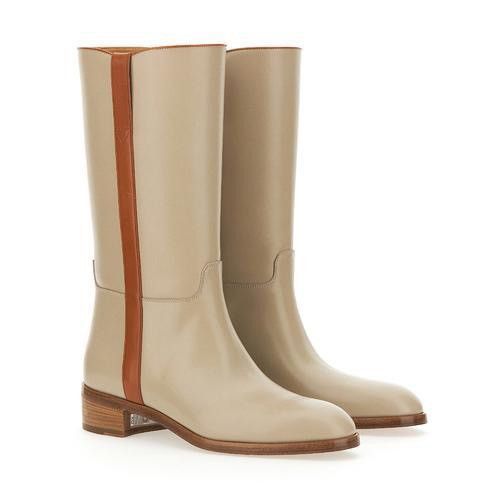 Gucci Leather Brushed Oatmeal Boots Size US 7 / EU 40 - 2 Thumbnail