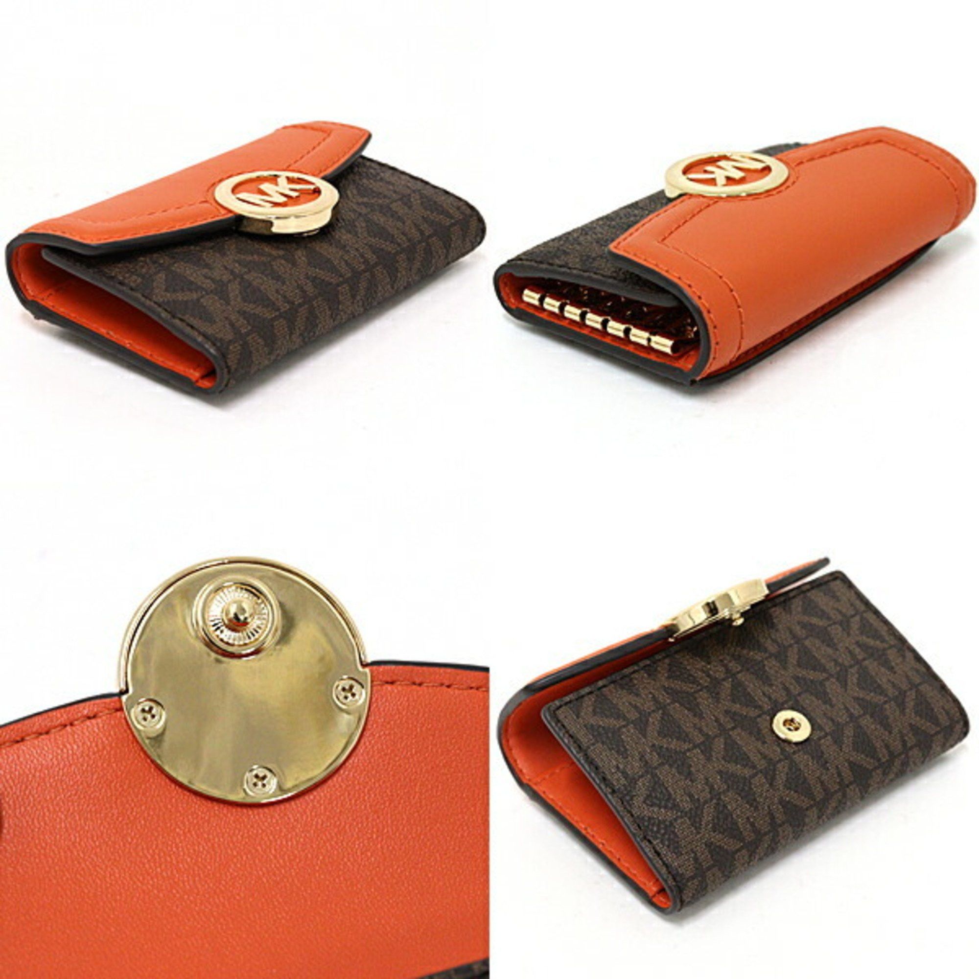 Michael Kors MICHAEL KORS 6-ring key case MK Signature bicolor orange brown gold Size ONE SIZE - 2 Thumbnail