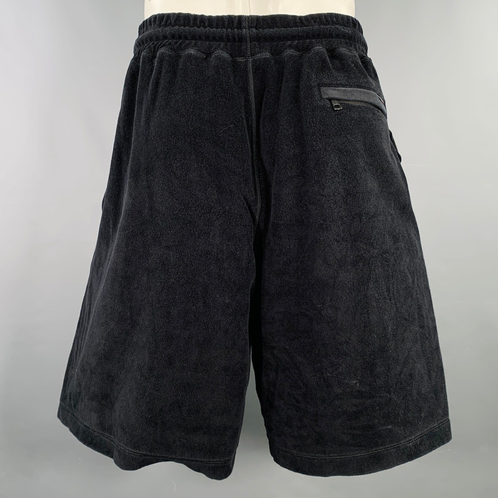 Moncler MONCER Black Terrycloth Cotton Drawstring Shorts Size US 34 / EU 50 - 2 Thumbnail