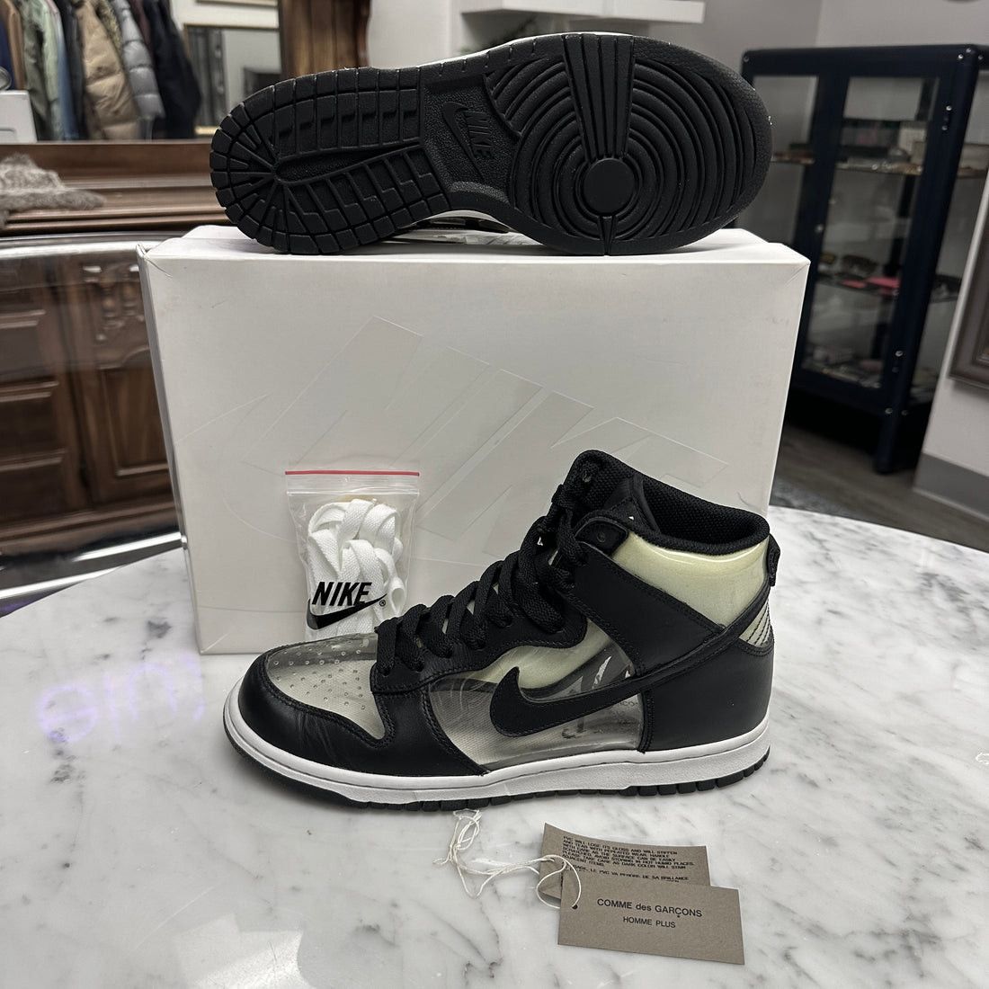Comme des Garcons × Nike Comme des Garcons Nike Dunk Hi Retro CDG Clear 2017 Size US 8 / EU 41 - 2 Thumbnail