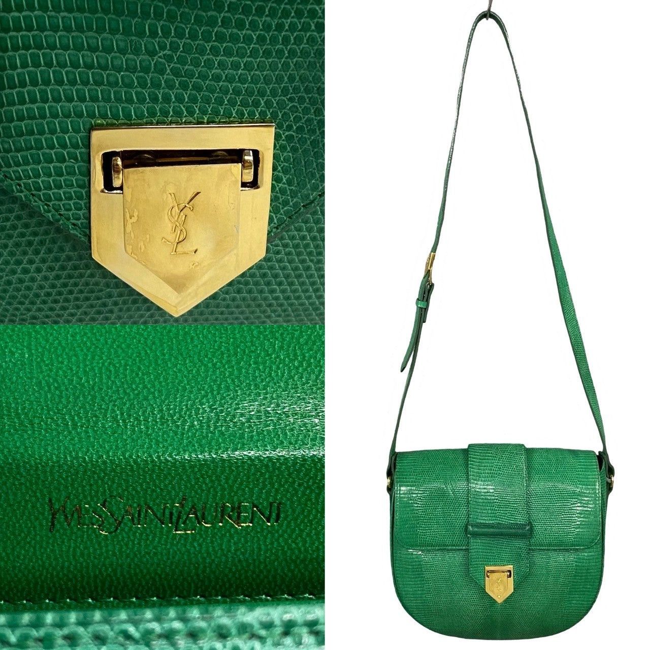 Yves Saint Laurent Yves Saint Laurent Shoulder Bag Green Leather - Exotic Size ONE SIZE - 3 Thumbnail