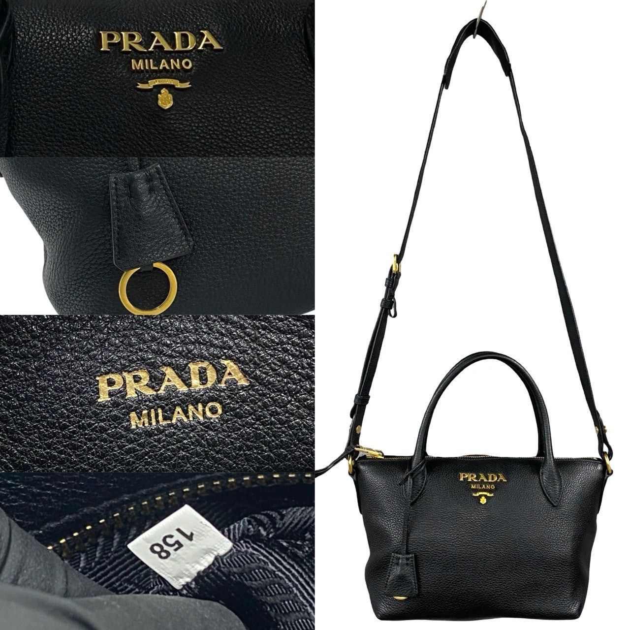 Prada Prada Shoulder Bag Black Leather Size ONE SIZE - 3 Thumbnail