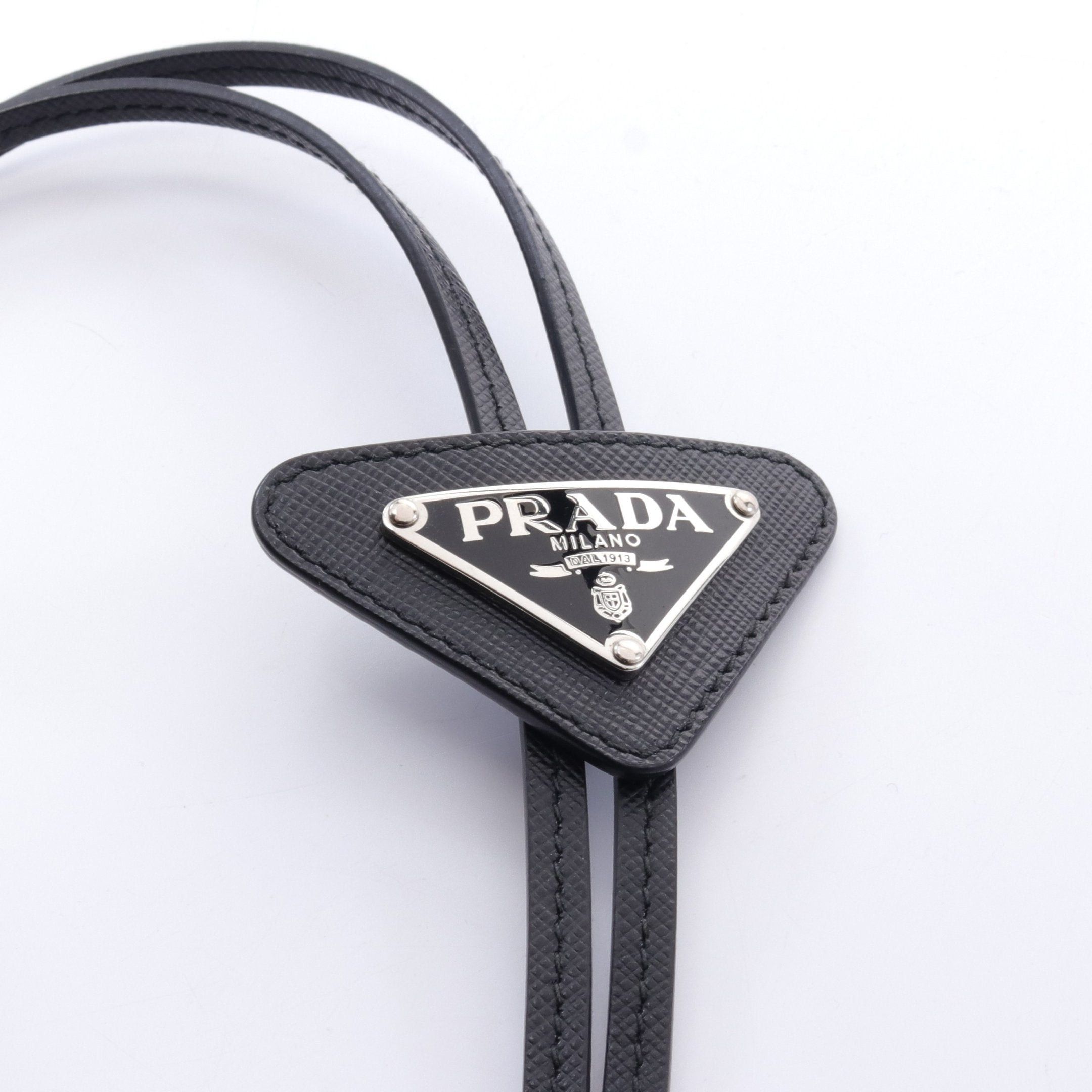 Prada Saffiano Triang Bolo Tie Leather Black