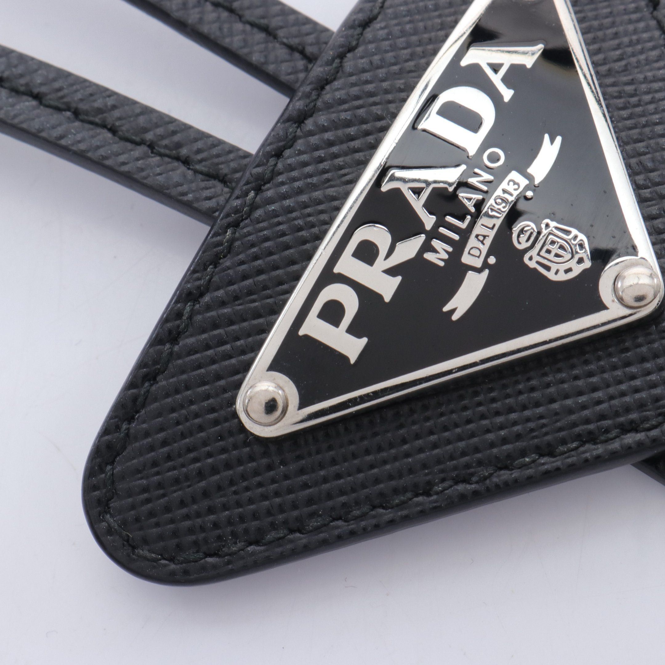 Prada Prada Saffiano Triang Bolo Tie Leather Black Size ONE SIZE - 4 Thumbnail