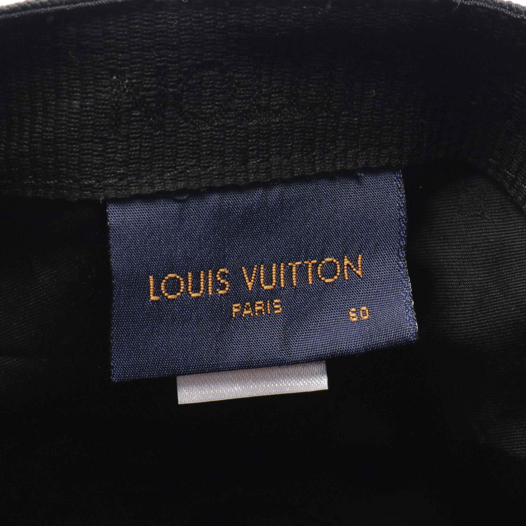Louis Vuitton Louis Vuitton Louis Vuitton * Nigo Casquette Squared Lv Cap Logo Embroidery Cotton Leather Black White Light Brown Size ONE SIZE - 4 Thumbnail
