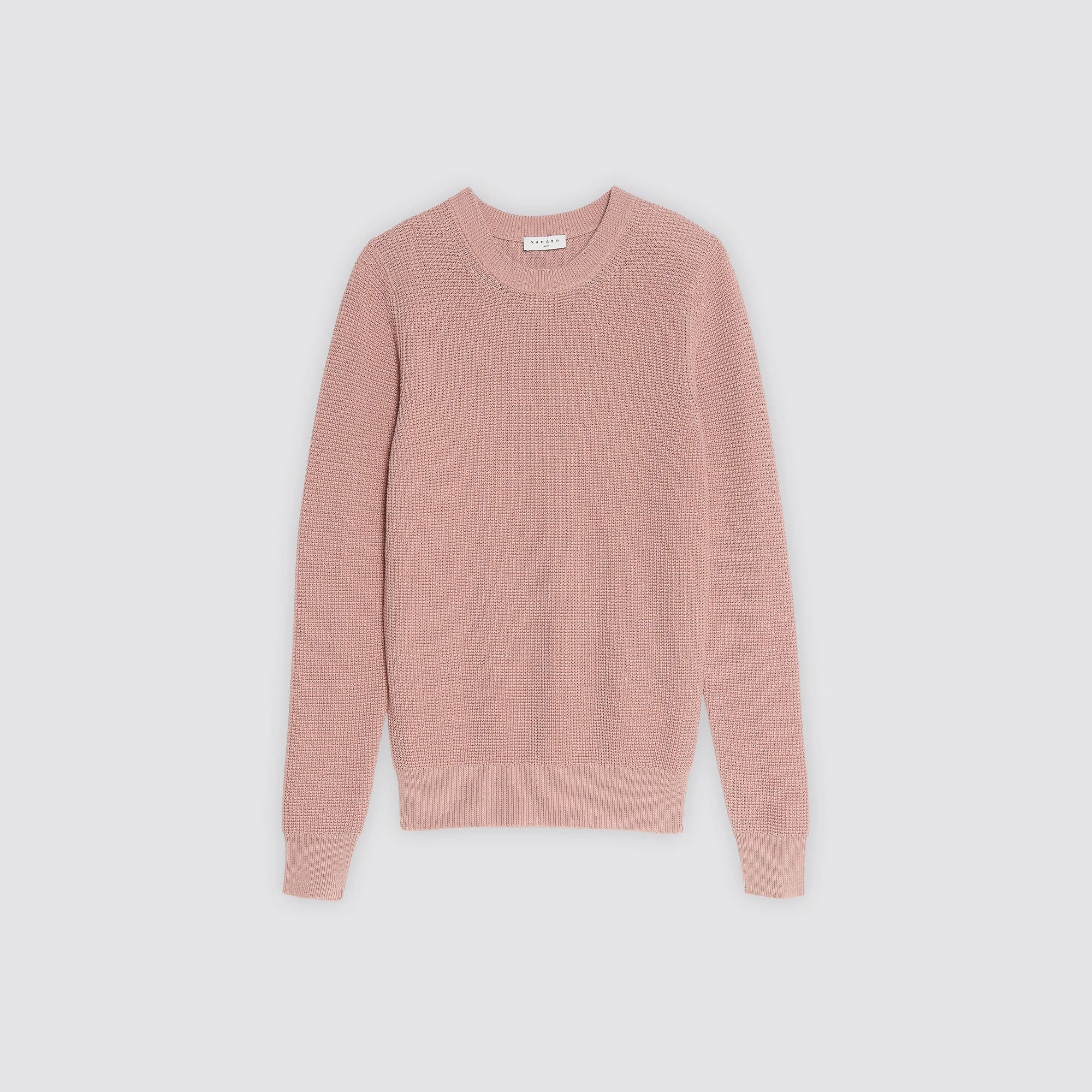 Round Neck Moss Stitch Knit Sweater