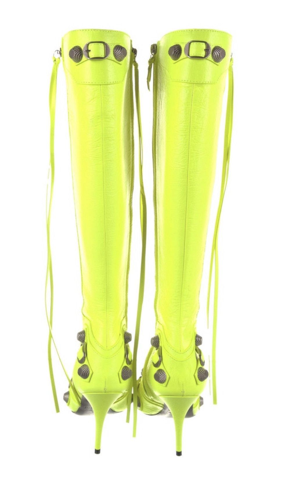 Balenciaga Cagole Leather Boots in neon yellow Size US 8 / IT 38 - 4 Thumbnail
