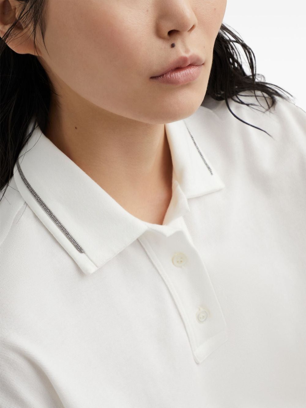 Brunello Cucinelli Polo In Piquet Con Monile Size L / US 10 / IT 46 - 2 Thumbnail