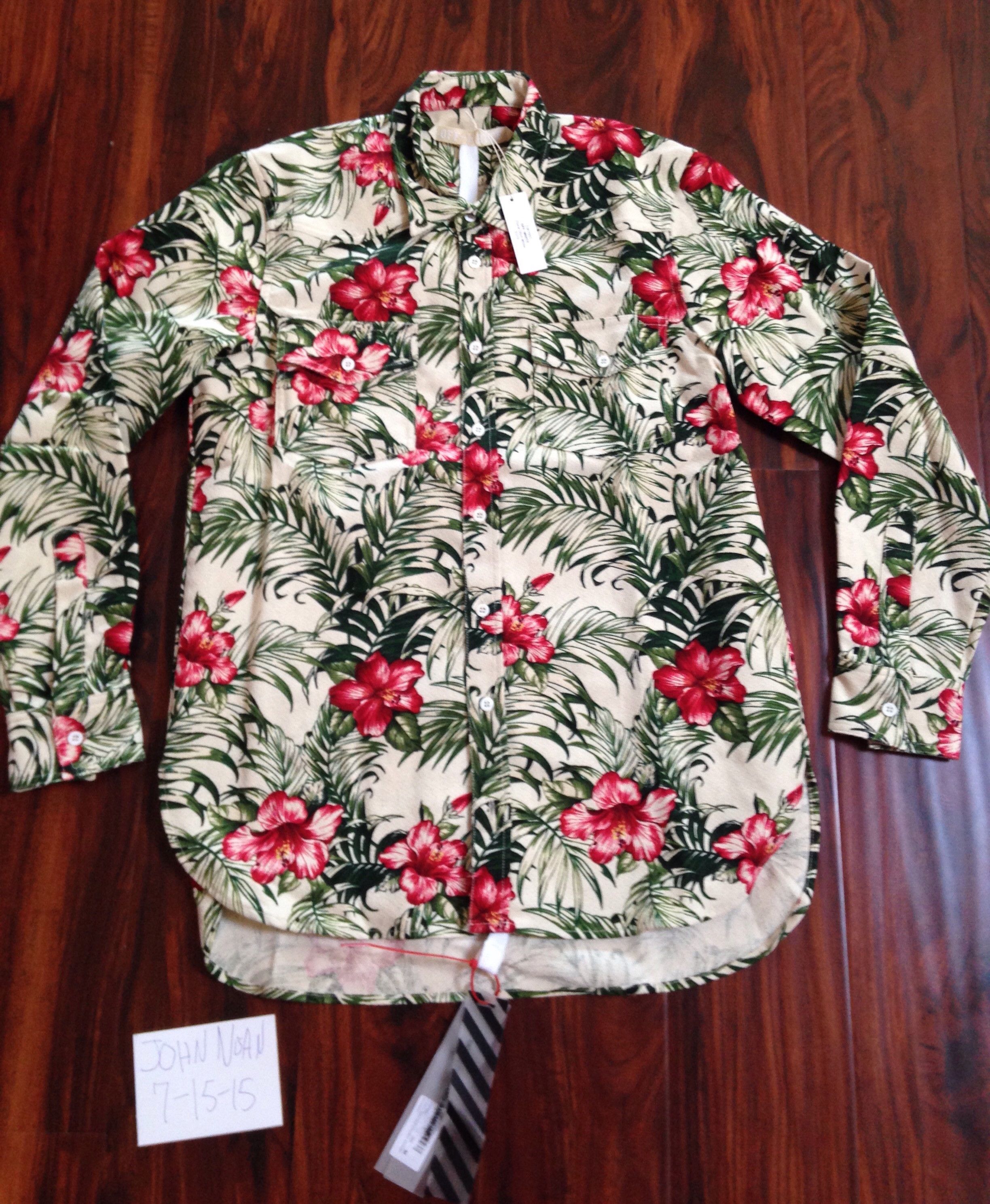 Off white floral flannel