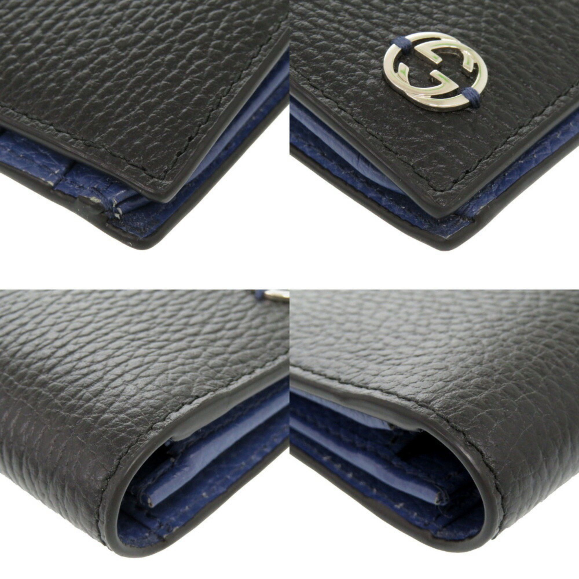 Gucci Gucci Interlocking 610467-2067 Leather Black Bi-fold Long Wallet 0120GUCCI Men's Size ONE SIZE - 4 Thumbnail