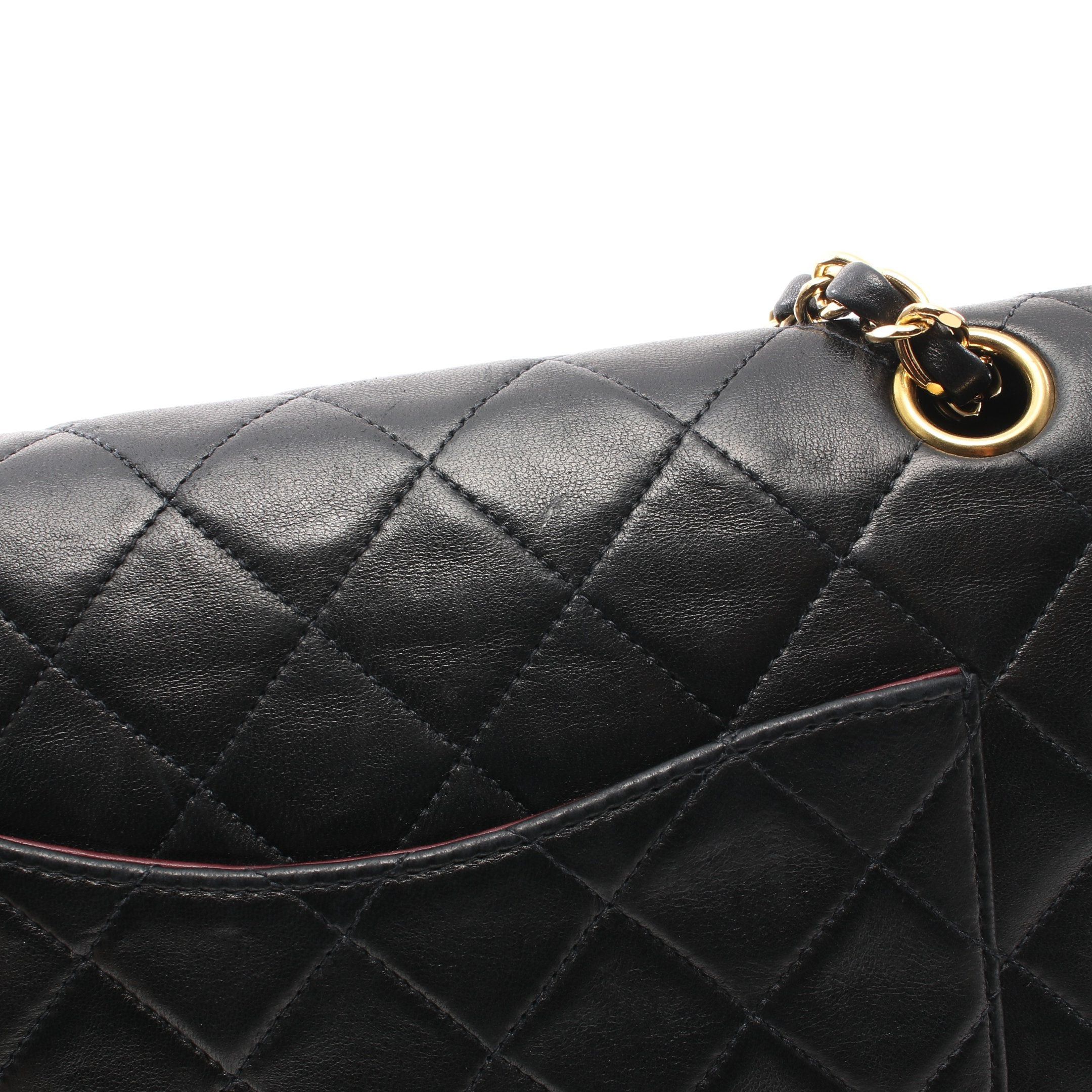 Chanel Chanel Matelasse Double Flap Chain Shoulder Bag Lambskin Black Gold Hardware Size ONE SIZE - 12 Thumbnail