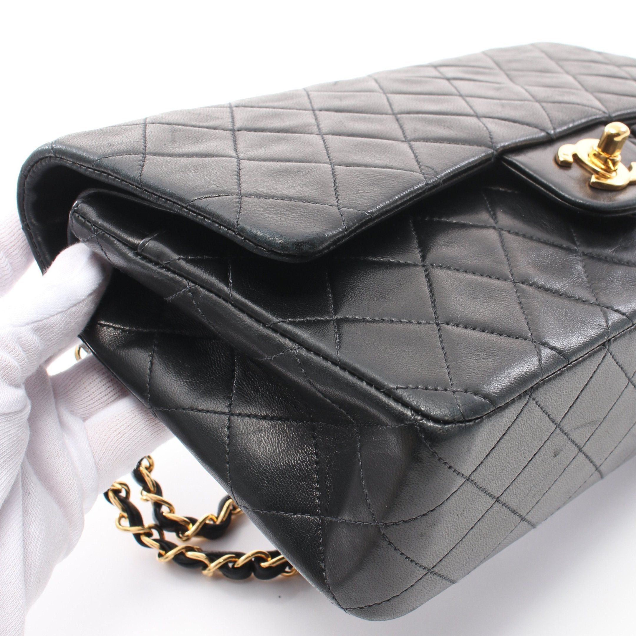 Chanel Chanel Matelasse Double Flap Chain Shoulder Bag Lambskin Black Gold Hardware Size ONE SIZE - 9 Thumbnail