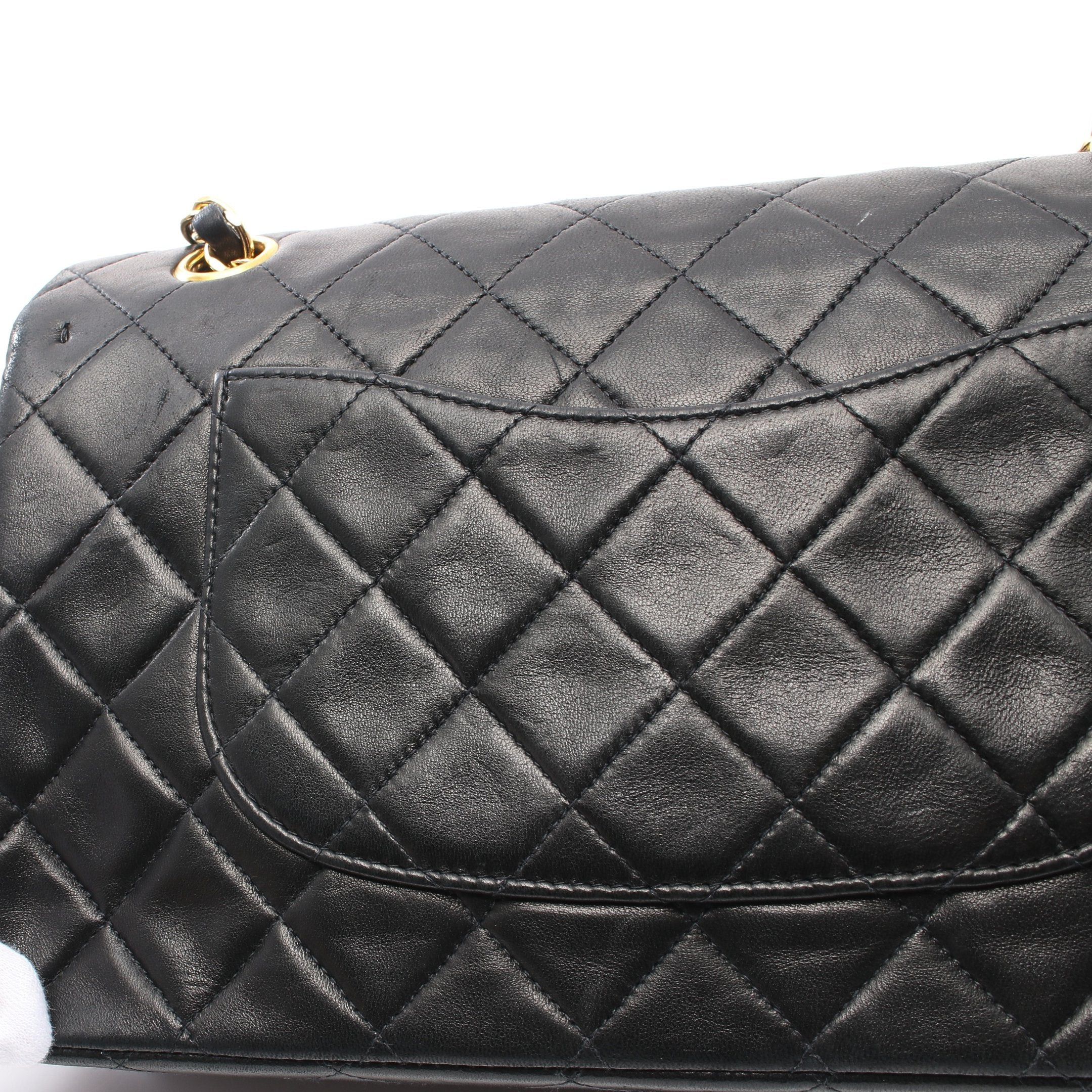 Chanel Chanel Matelasse Double Flap Chain Shoulder Bag Lambskin Black Gold Hardware Size ONE SIZE - 7 Thumbnail