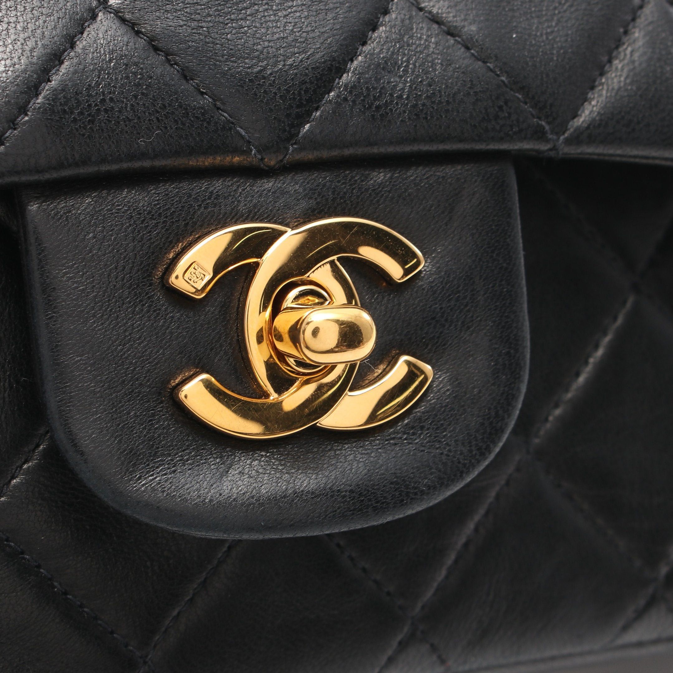 Chanel Chanel Matelasse Double Flap Chain Shoulder Bag Lambskin Black Gold Hardware Size ONE SIZE - 10 Thumbnail
