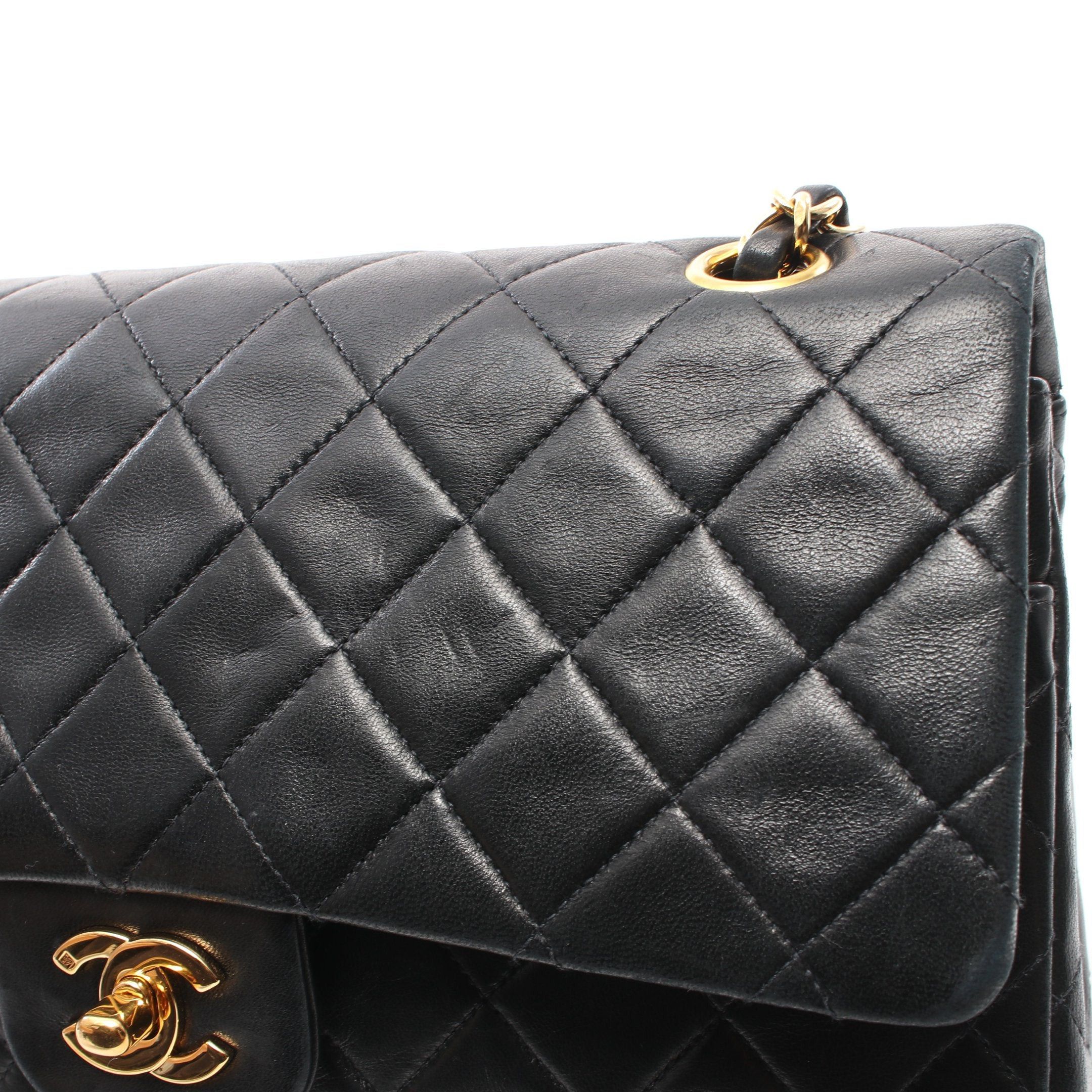 Chanel Chanel Matelasse Double Flap Chain Shoulder Bag Lambskin Black Gold Hardware Size ONE SIZE - 11 Thumbnail