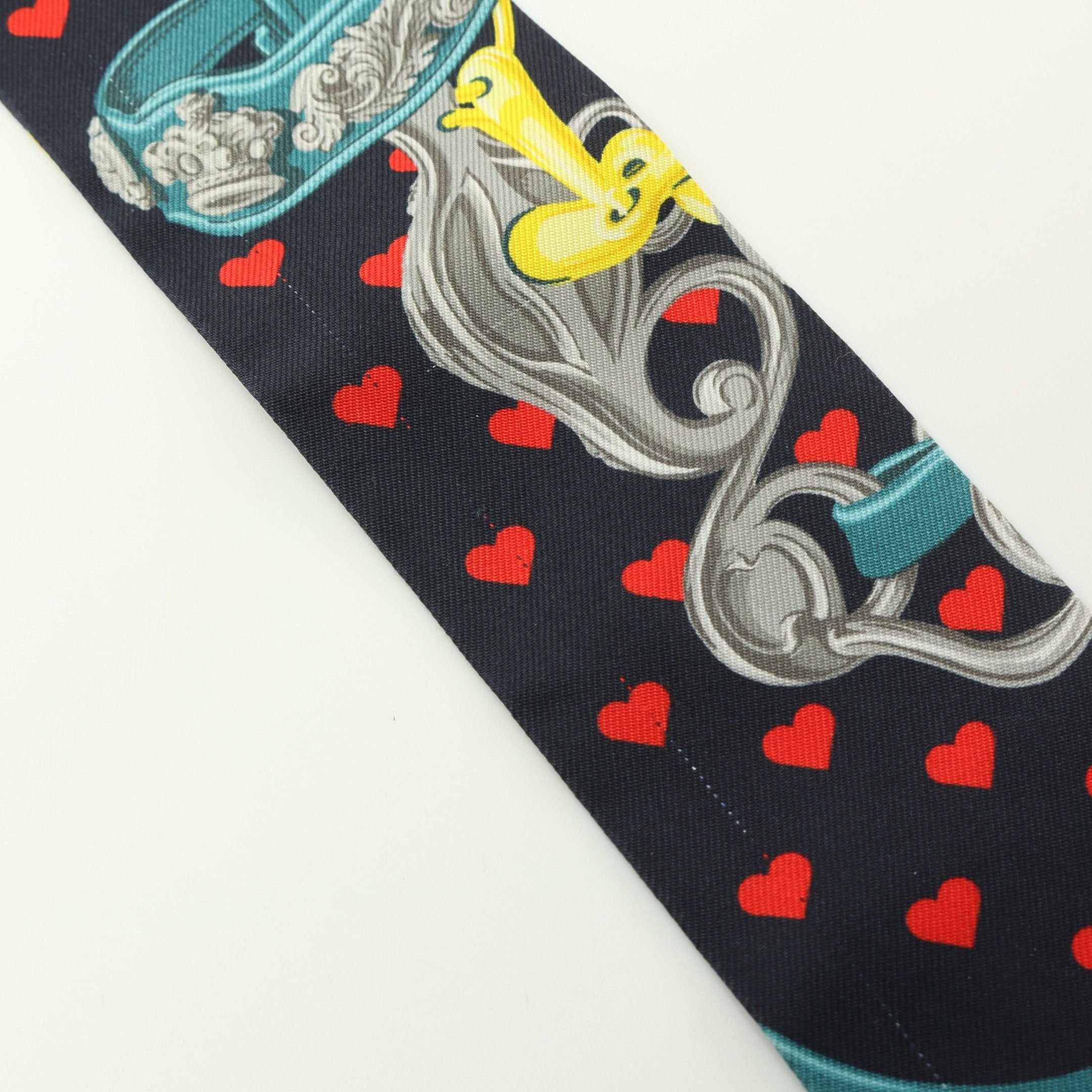 Hermes Hermes Twilly Brides De Gala Love Ribbon Scarf Silk Navy Red Multicolor Size ONE SIZE - 4 Thumbnail